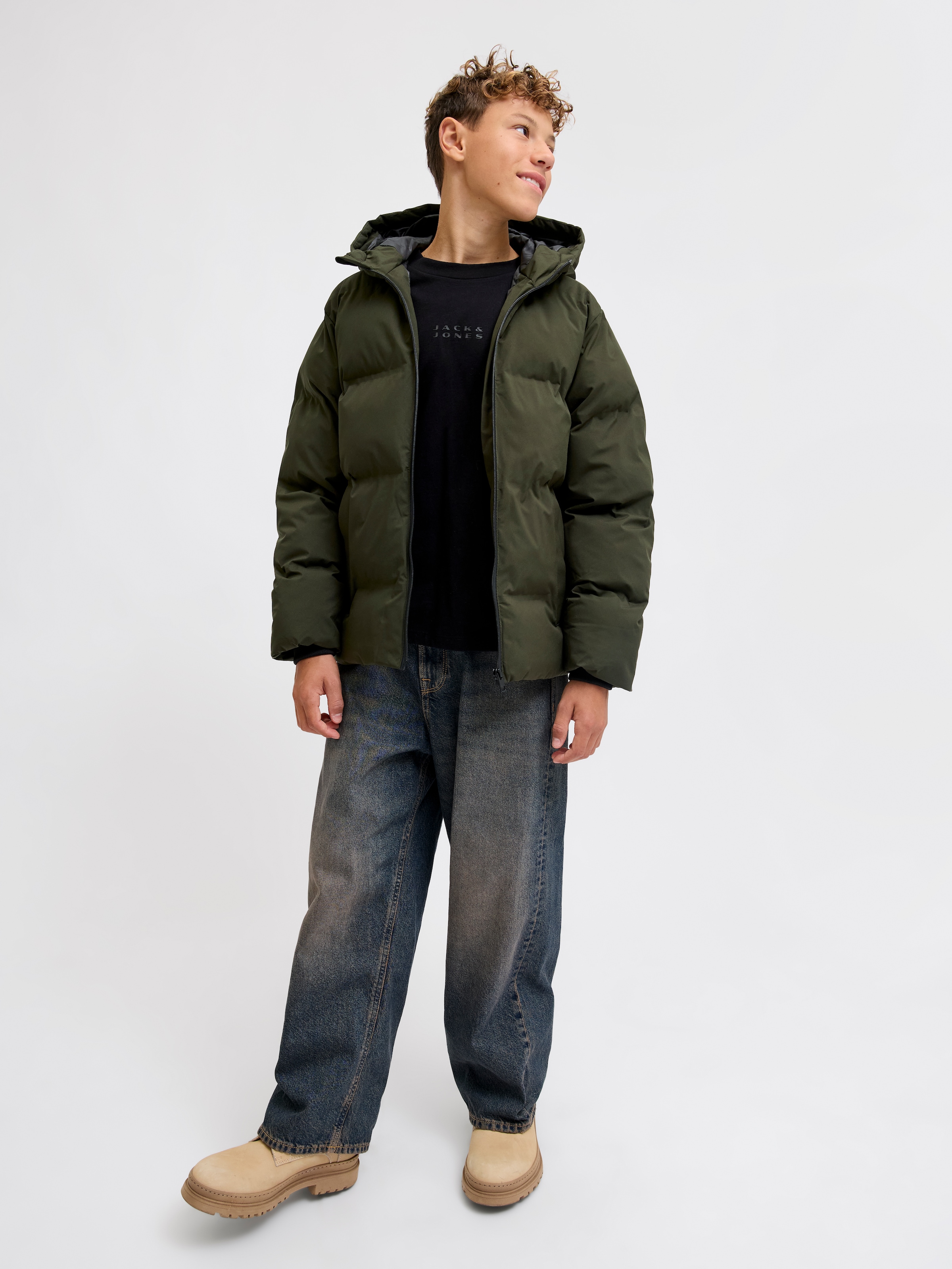 Jack & Jones Junior Steppjacke »JJKAITO PUFFER JACKET LN JNR« mit Kapuze