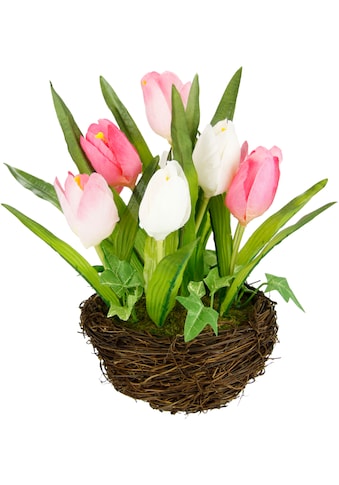 I.GE.A. Kunstblume »Tulpe«, Im Weidenest, Blume Papageientulpe Blüte Osterdeko kaufen
