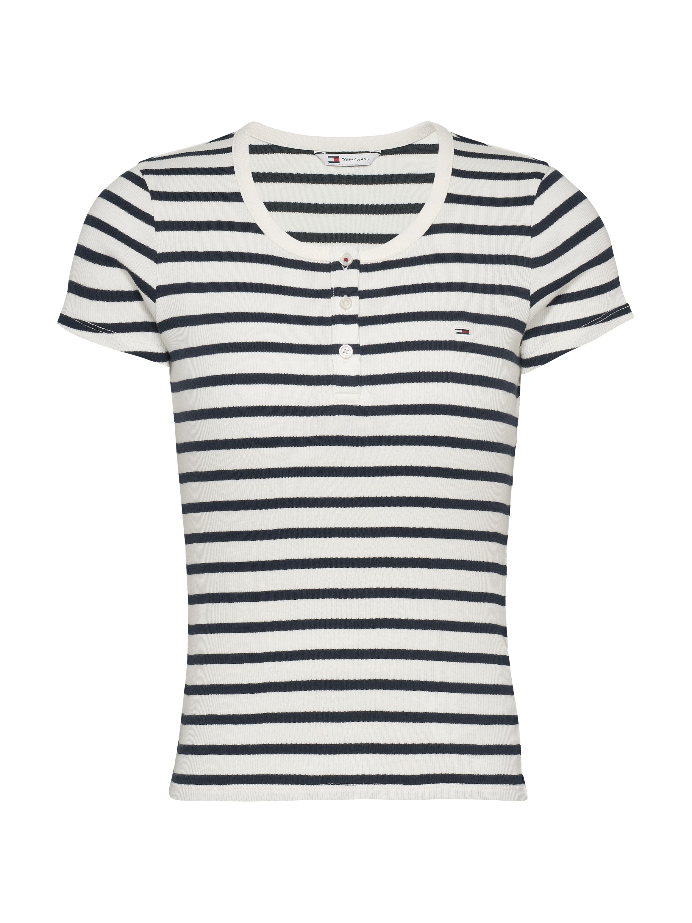 Tommy Jeans T-Shirt »TJW SLIM BUTTON RIB C-NECK SS«, mit Knöpfen