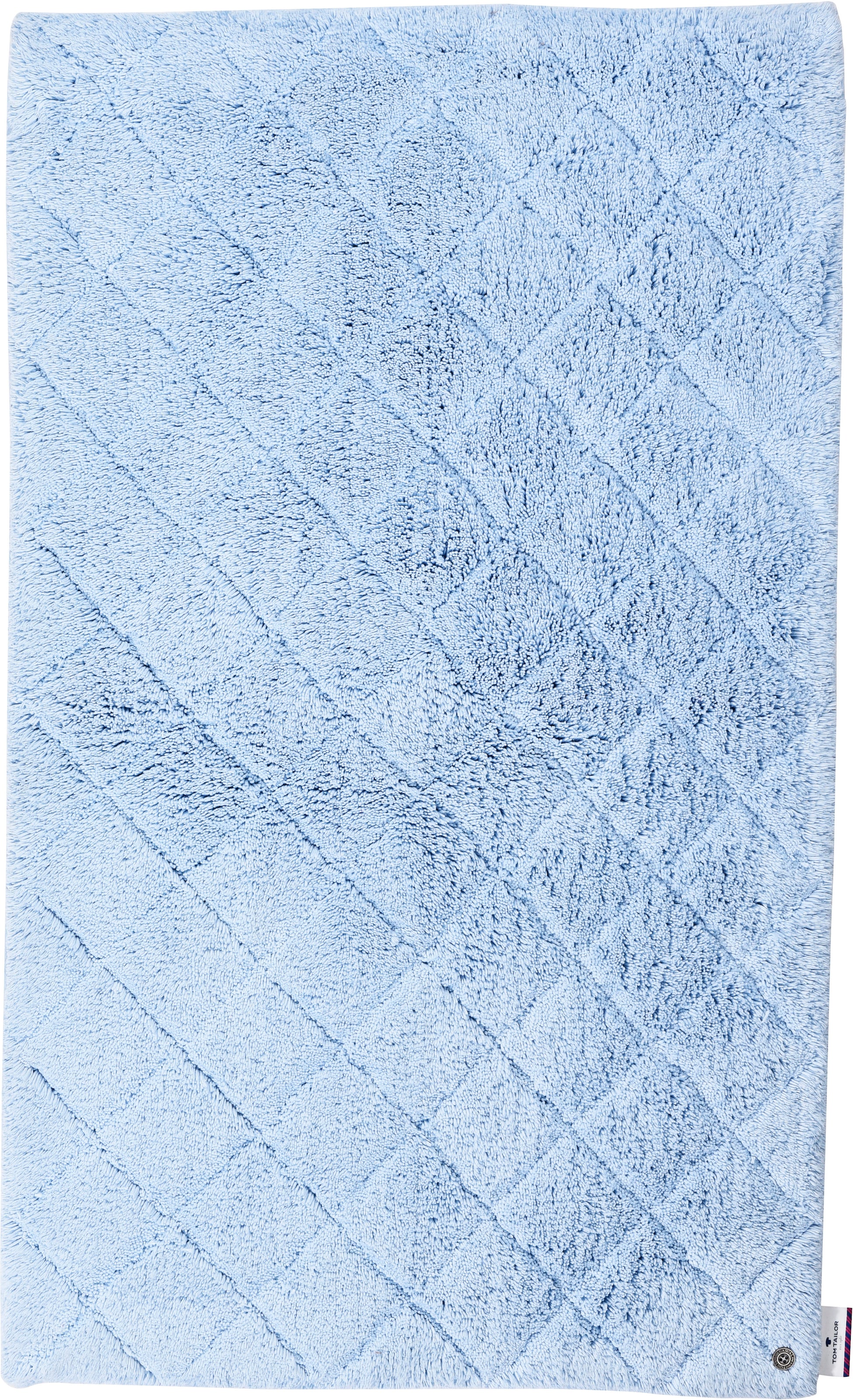TOM TAILOR HOME Badematte »Cotton Diamond« Höhe 20 mm rutschhemmend beschichtet fußbodenheizungsgeeignet | strapazierfähig Uni Farben, Pastell Farben, Rauten, reine Baumwolle, weich & kuschelig