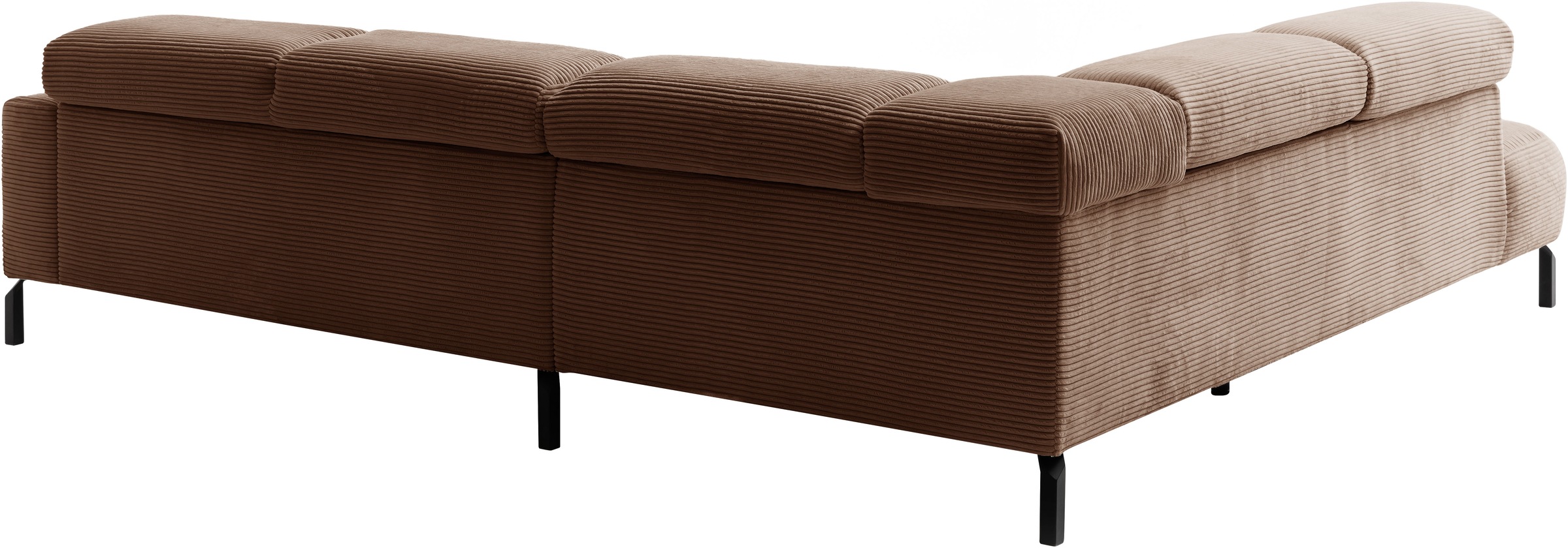 Places of Style Ecksofa »Antonelli, L-Form, inkl. Kopfteilverstellung, Breite 276 cm«, mit elektrischer Sitztiefenverstellung, in Cord, rost