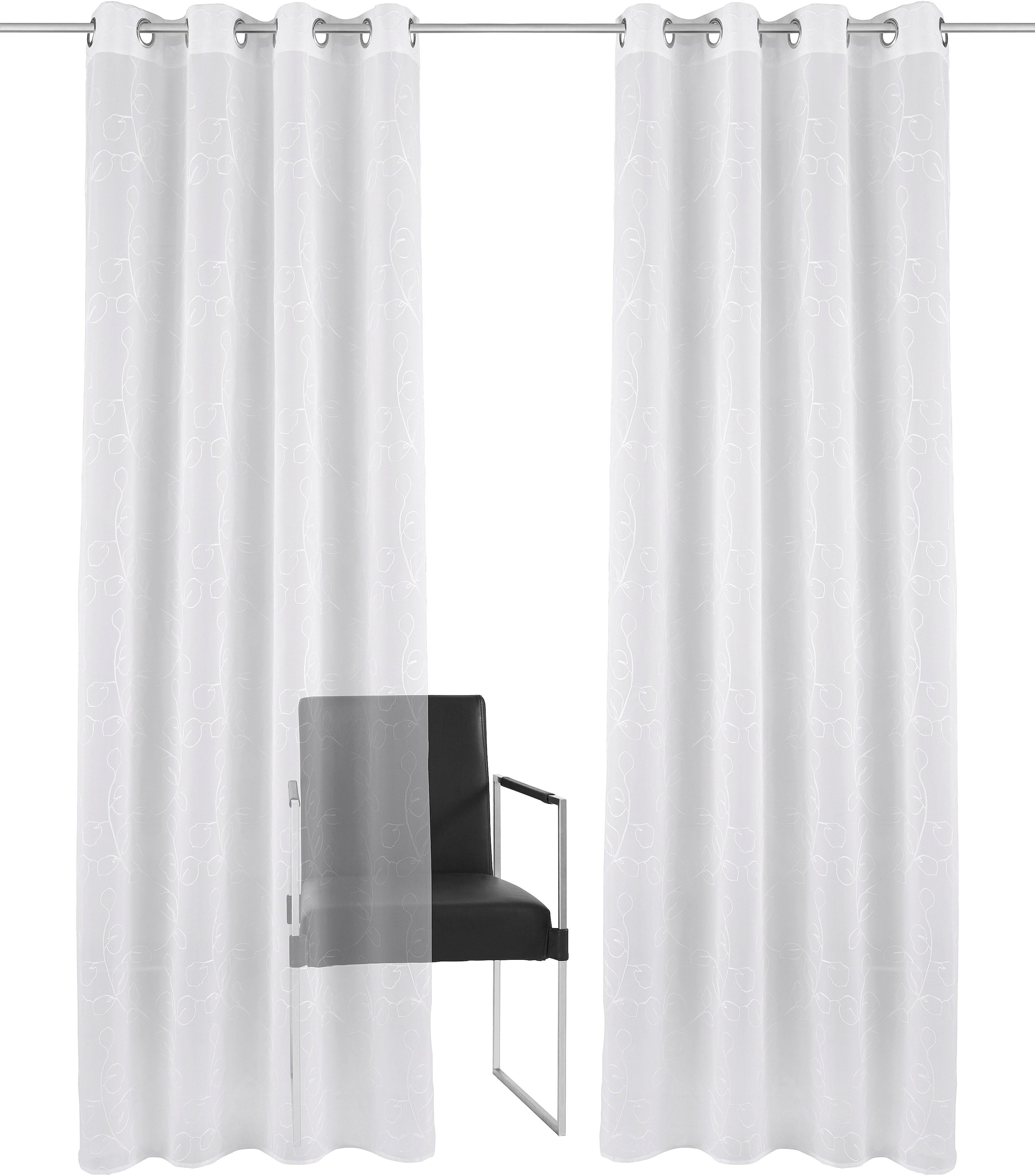 Home affaire Gardine »Adele«, (1 St.), transparent, mit floraler Stickerei,  Voile online kaufen