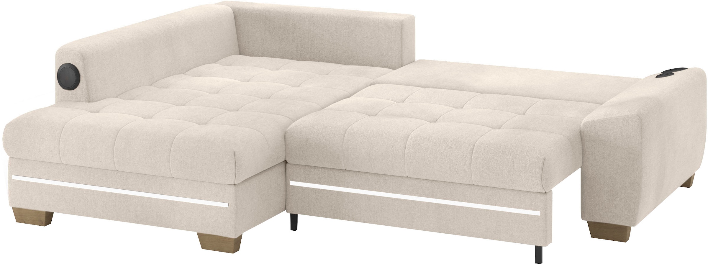Mr. Couch Ecksofa »Nikita II, L-Form«, mit Kaltschaum, RGB-LED, Soundsystem, wahlweise mit Bett, Bettkasten