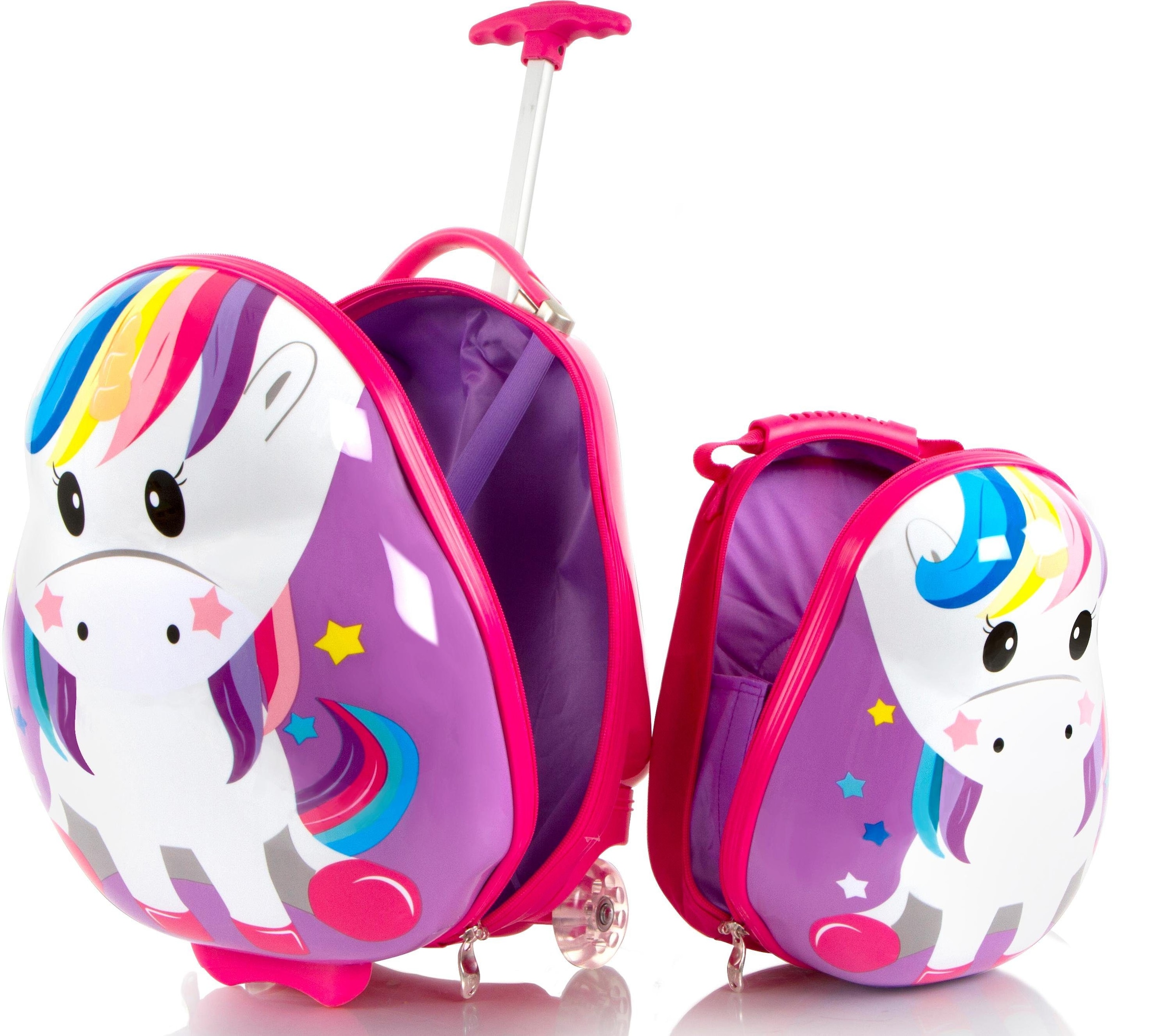 Heys Kinderkoffer »Travel Tots, 46 cm, Einhorn«, (Set, 2 St.), 2 Rollen, Heys x Joachim Llambi Kindertrolley Kinder Reisegepäck