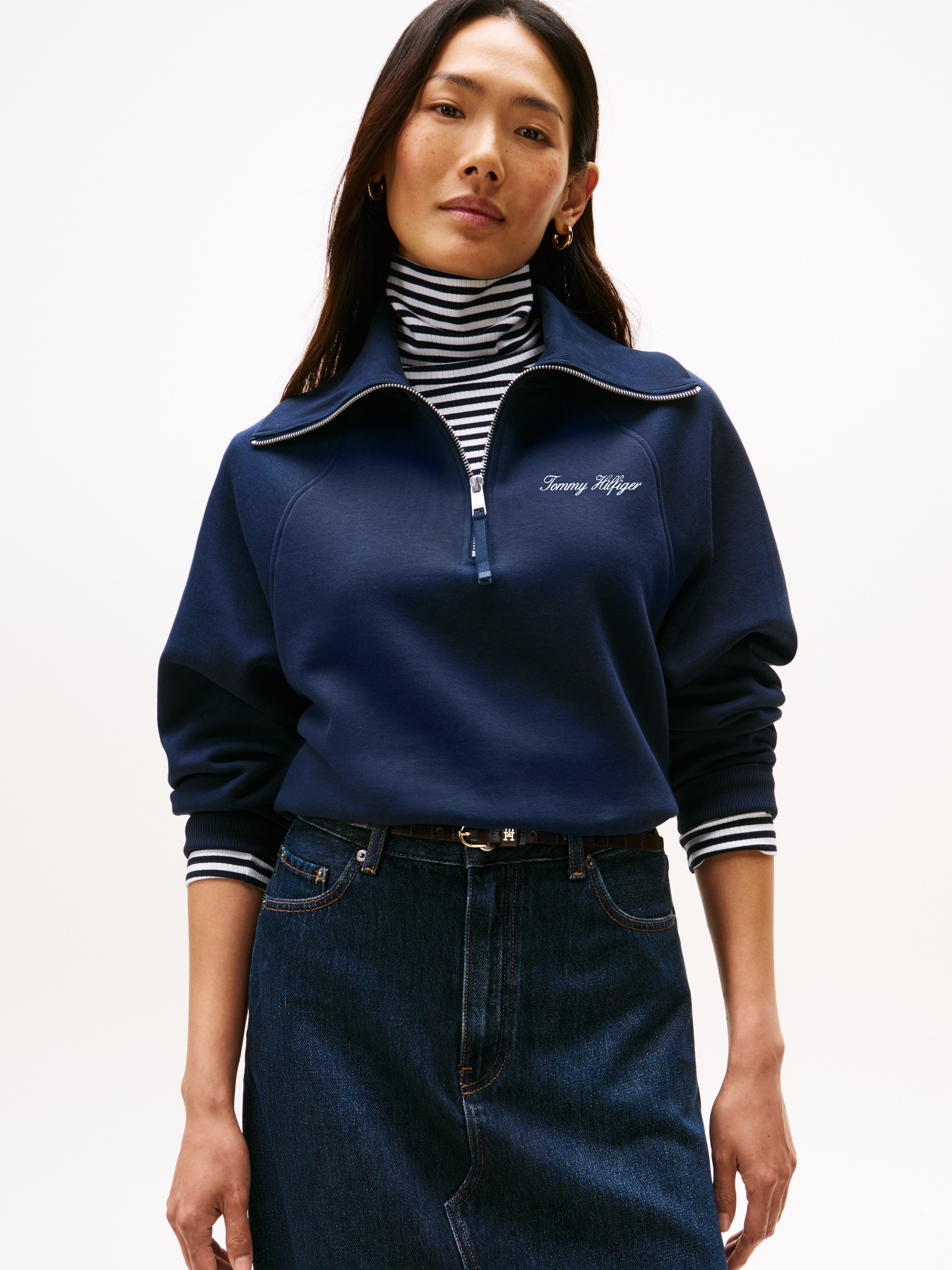 Tommy Hilfiger Sweatshirt »CLASSIC SCRIPT FLEECE HALF-ZIP«
