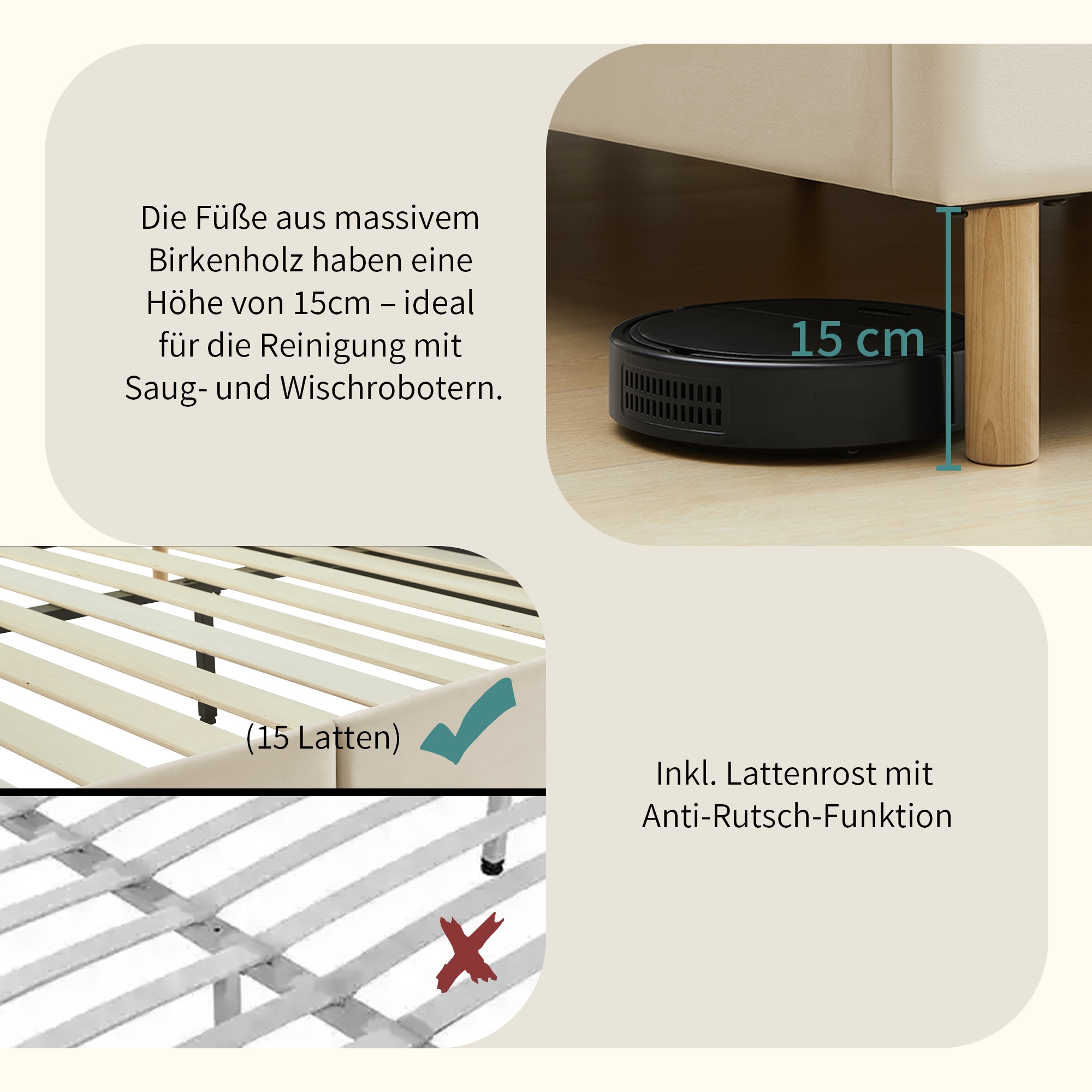Home affaire Polsterbett »Armandine inkl. Lattenrost«, Kopfteil mit Cordbezug, erhältlich in den Breiten 140cm & 180cm