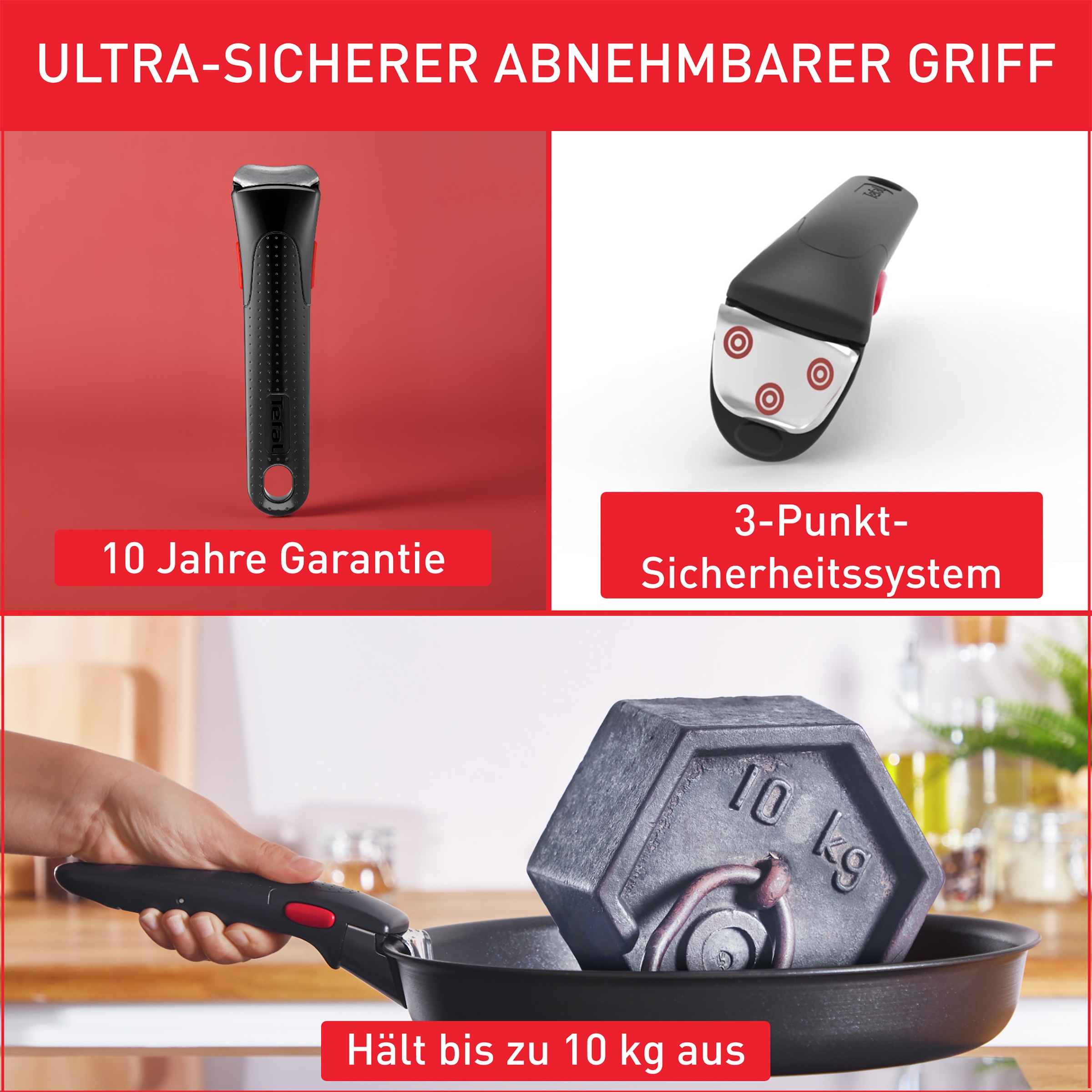 Tefal Topf-Set »Ingenio Emotion« Edelstahl Set, 5 Stk. tlg. abnehmbarer Griff, Antihaftversiegelung, Thermo-Signal, Induktion