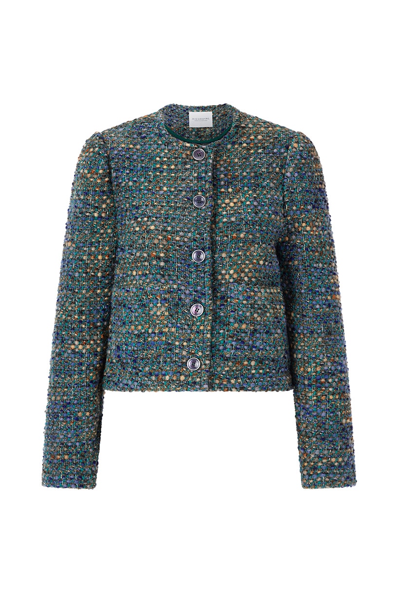 RICHROYAL Bouclèjacke ohne Kapuze Regular fit mit Rundhalsausschnitt