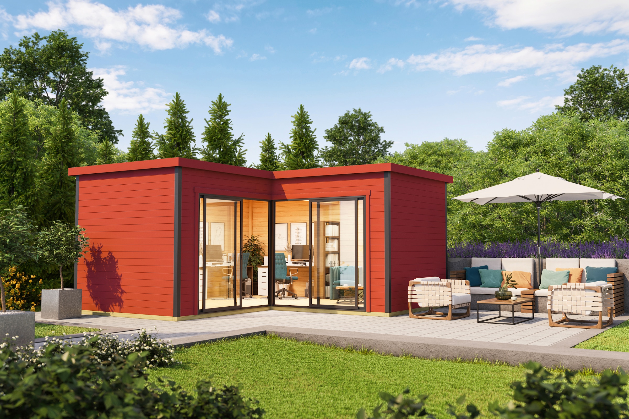 LASITA MAJA Gartenhaus »DOMEO 6 SCHWEDENROT/ANTHRAZIT«, (Set), Fundamentmass 5000 x 5000, Schwedenrot