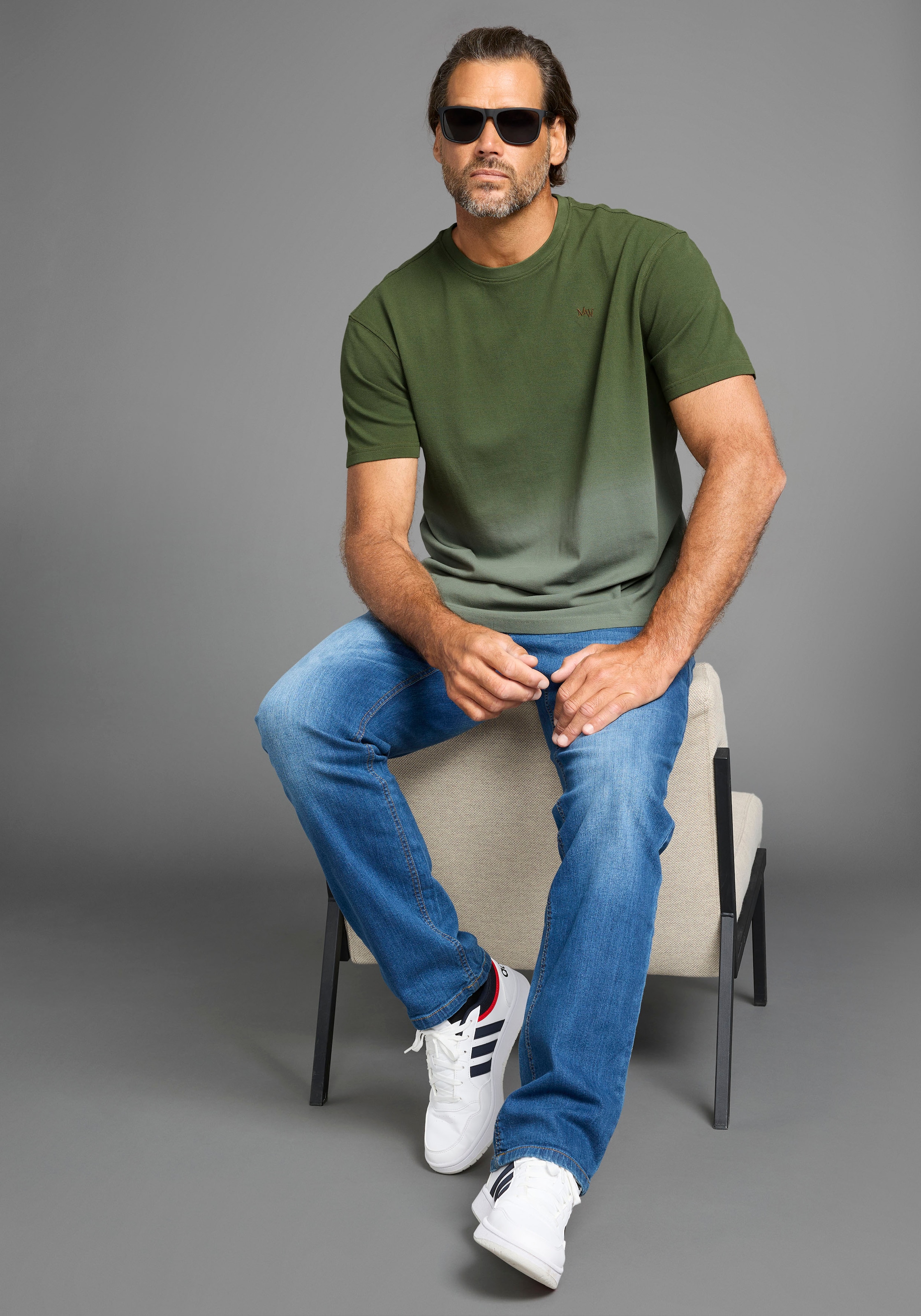 Man's World T-Shirt Kurzarm,  Regular Fit,  unifarben,  Rundhalsausschnitt