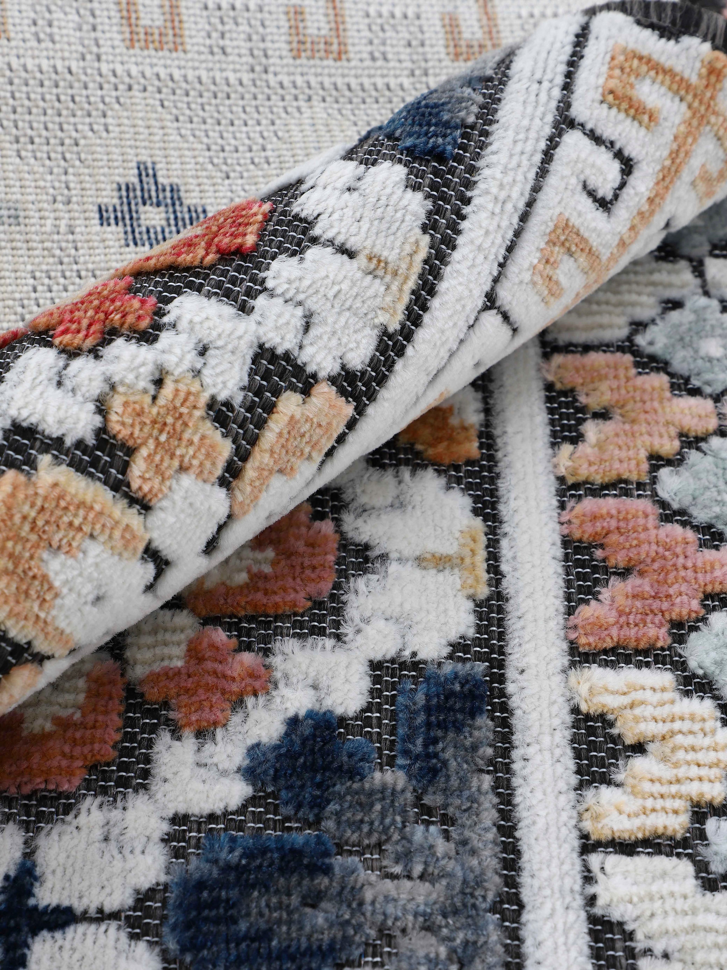 carpetfine Teppich »Deja 103«, rechteckig, 4 mm Höhe, robustes Flachgewebe, Floral, In- und Outdoor, Läufer