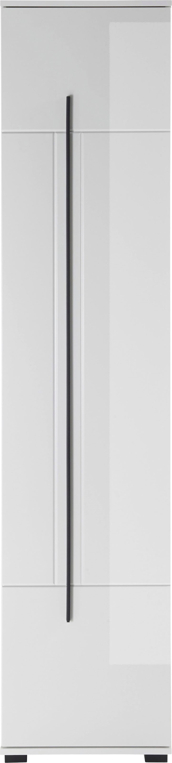 Home affaire Hochschrank »Cantara, Badschrank in Hochglanz Weiß, Hochschrank im modernen Design« mit schwarzen Griffen, ausreichend Stauraum