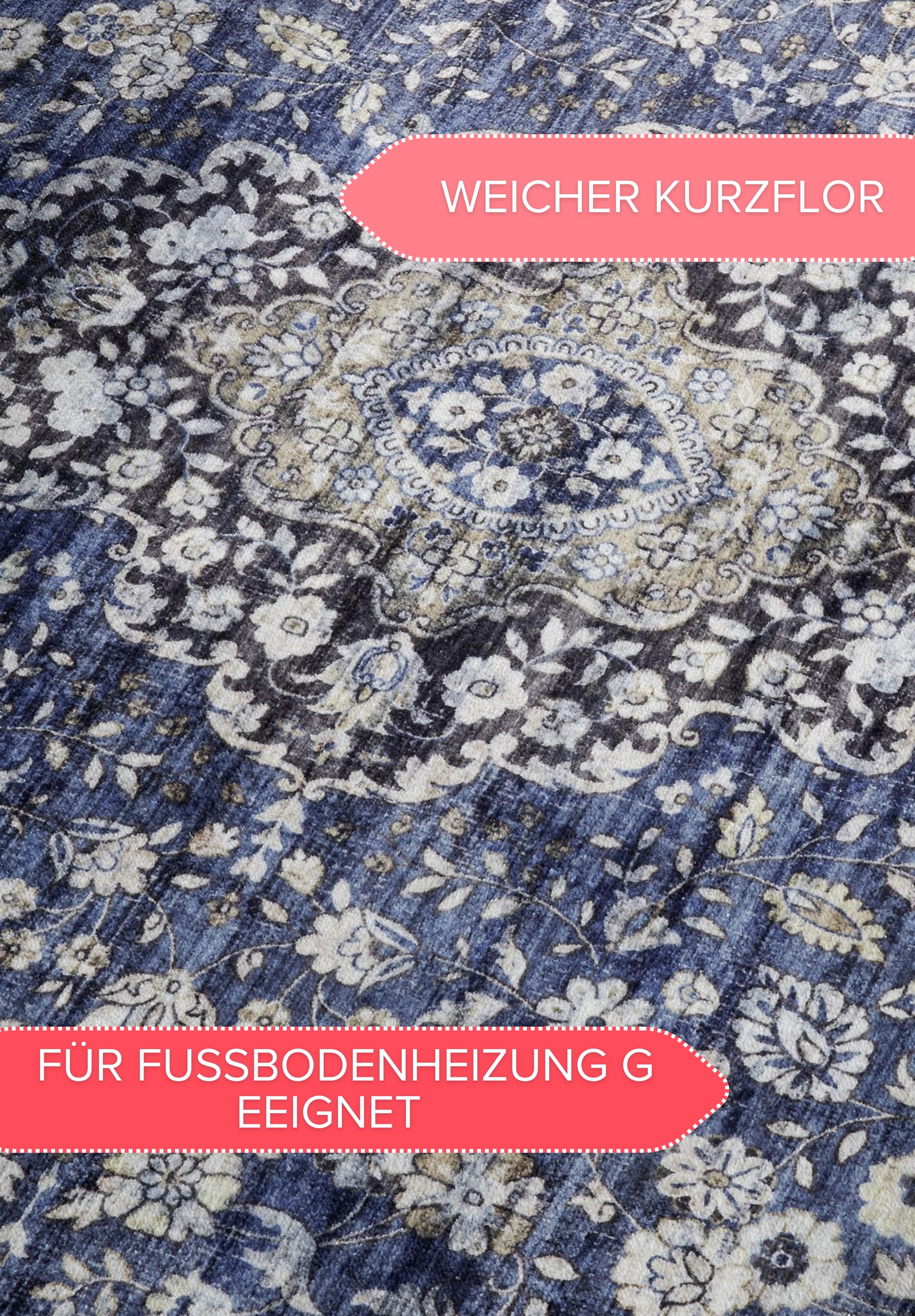 freundin Home Collection Teppich »Aurora«, rechteckig, Kurzflor, Anti Rutsch, Orient, Vintage, Klassisch, Wohnzimmer, Flur