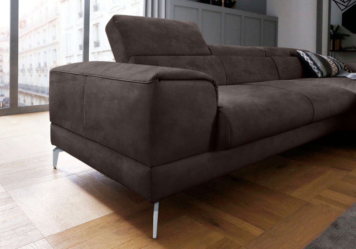 W.SCHILLIG Ecksofa »piedroo, Designsofa mit tollem Sitzkomfort, bequem und elegant, L-Form«, Kopfteilverstellung, wahlweise mit Sitztiefenverstellung, Breite 303cm