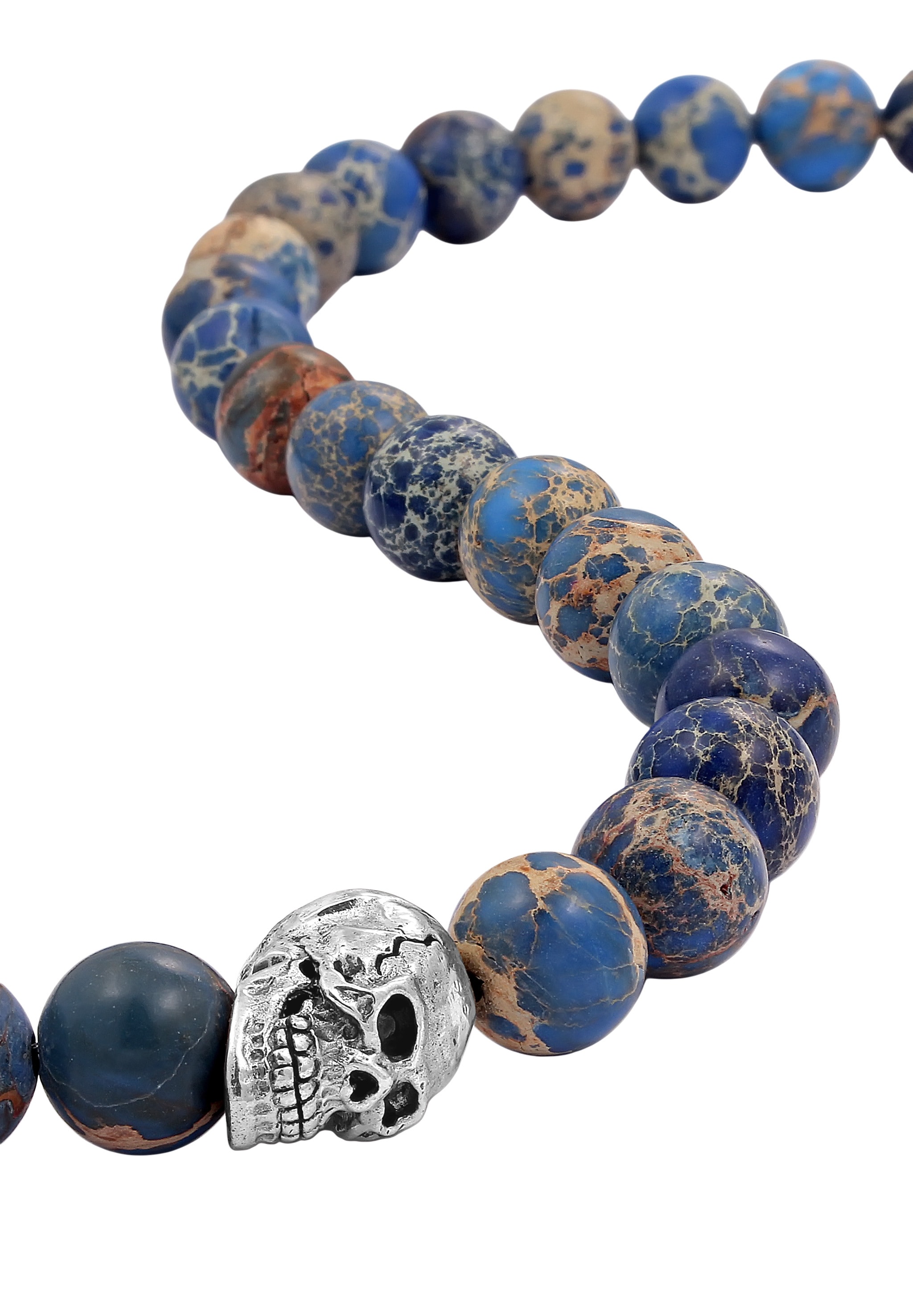 Kuzzoi Silberkette »Halskette Steinkette Totenkopf Achat Blau 925 Sterling Silber«
