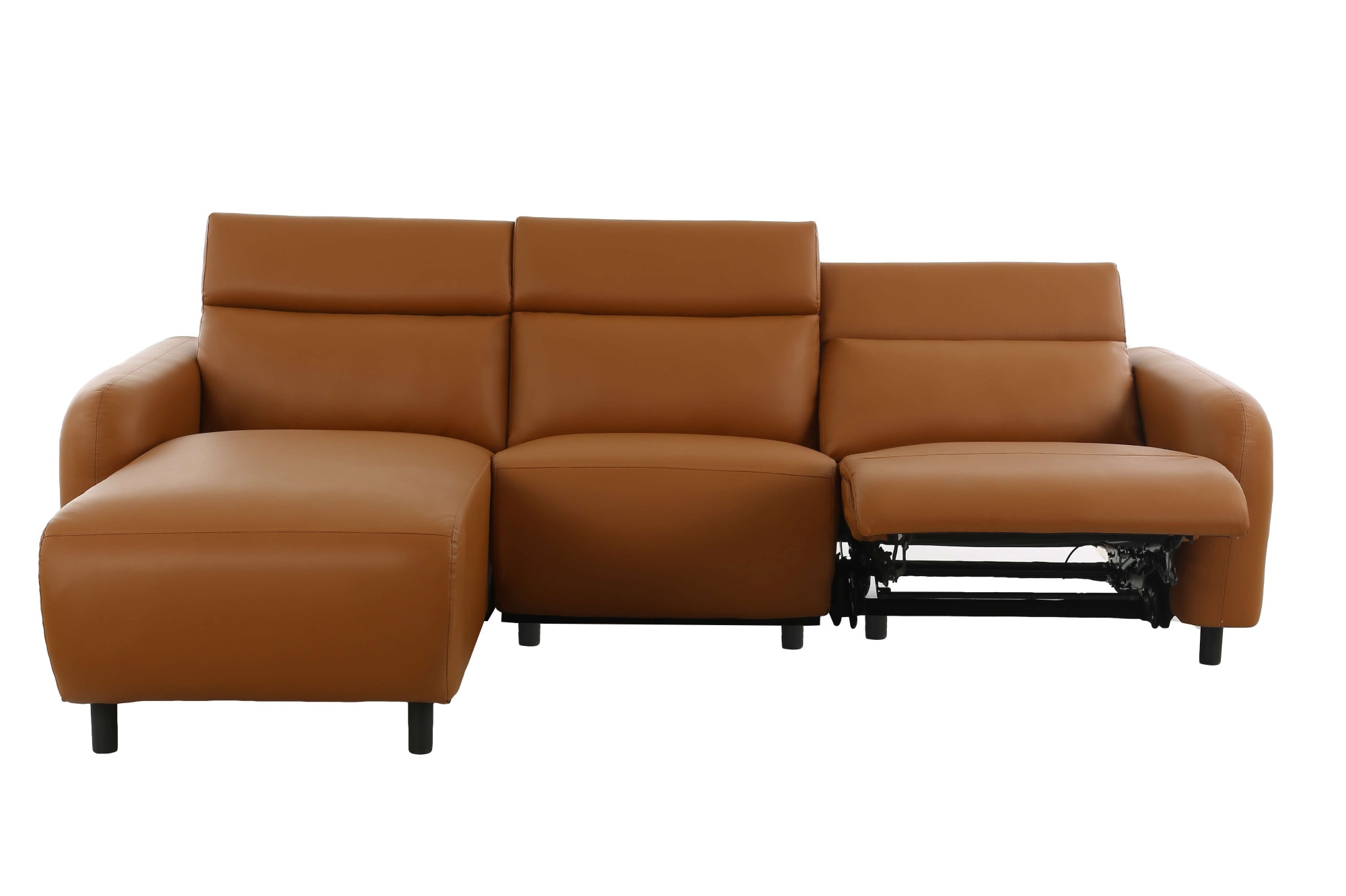 Home affaire Ecksofa »SKAANE Lederoptik, L-Form, 274 cm, manuelle u. elektrische Funktion,«, rundes Design, Kopfteilverstellung, Federkernpolsterung