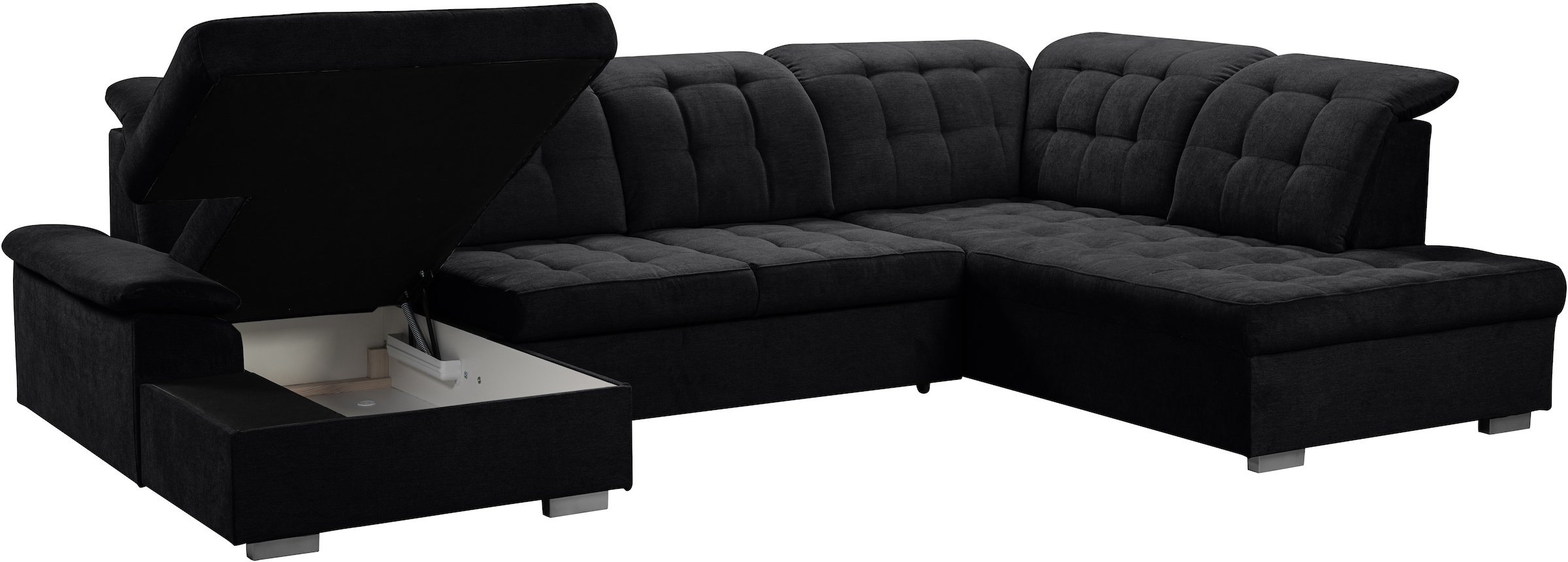 WERK2 Wohnlandschaft »Kordula-New Multifunktion Couch, Breite 332cm, U-Form«, Sofa in U-Form mit Schlaffunktion & Bettkasten, Schlafcouch