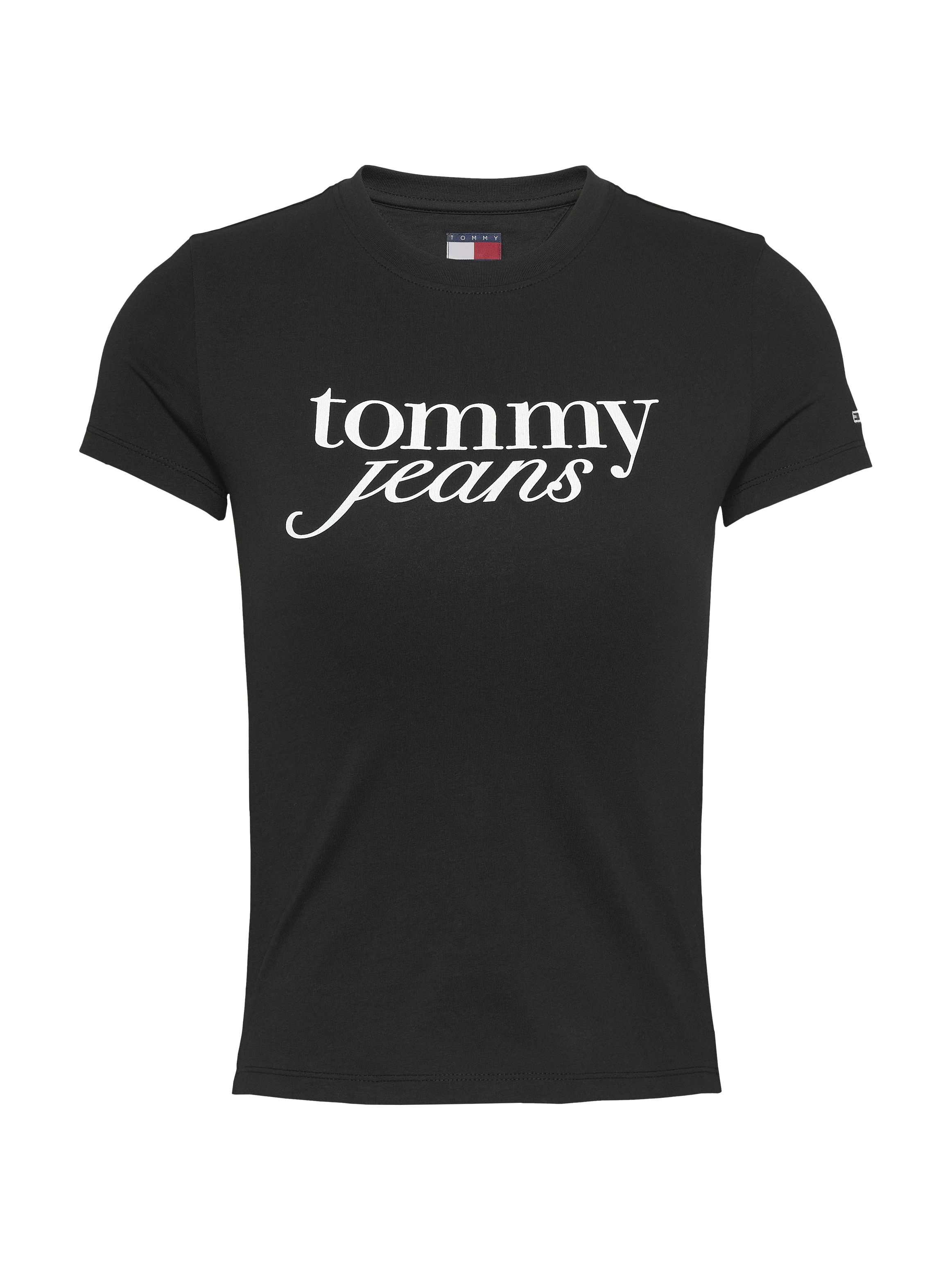 Tommy Jeans Curve Rundhalsshirt »Shirt TJW SLIM ESSENTIAL«, in Großen Größen, Logo-Print auf Brusthöhe, mit Logostickerei