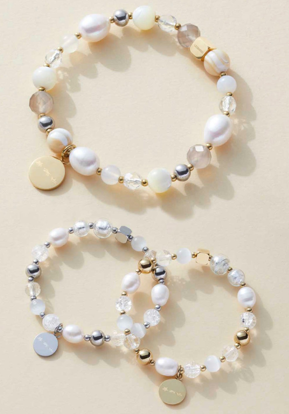 LEONARDO Armband »Bicolor Hope« mit Achat - mit Glasperle, Süßwasserzuchtperle