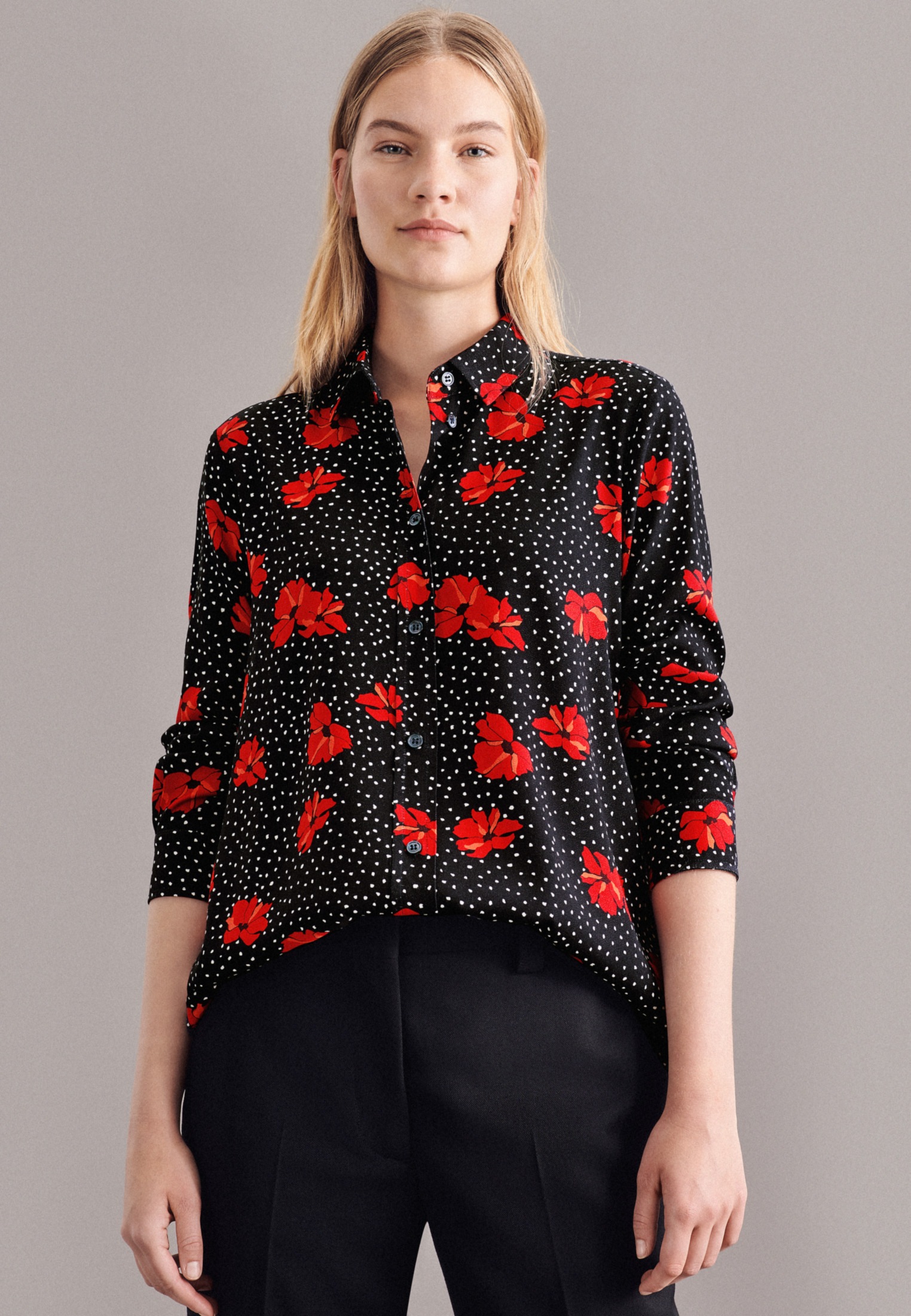 seidensticker Hemdbluse »Schwarze Rose«, Langarm Kragen Floral kaufen