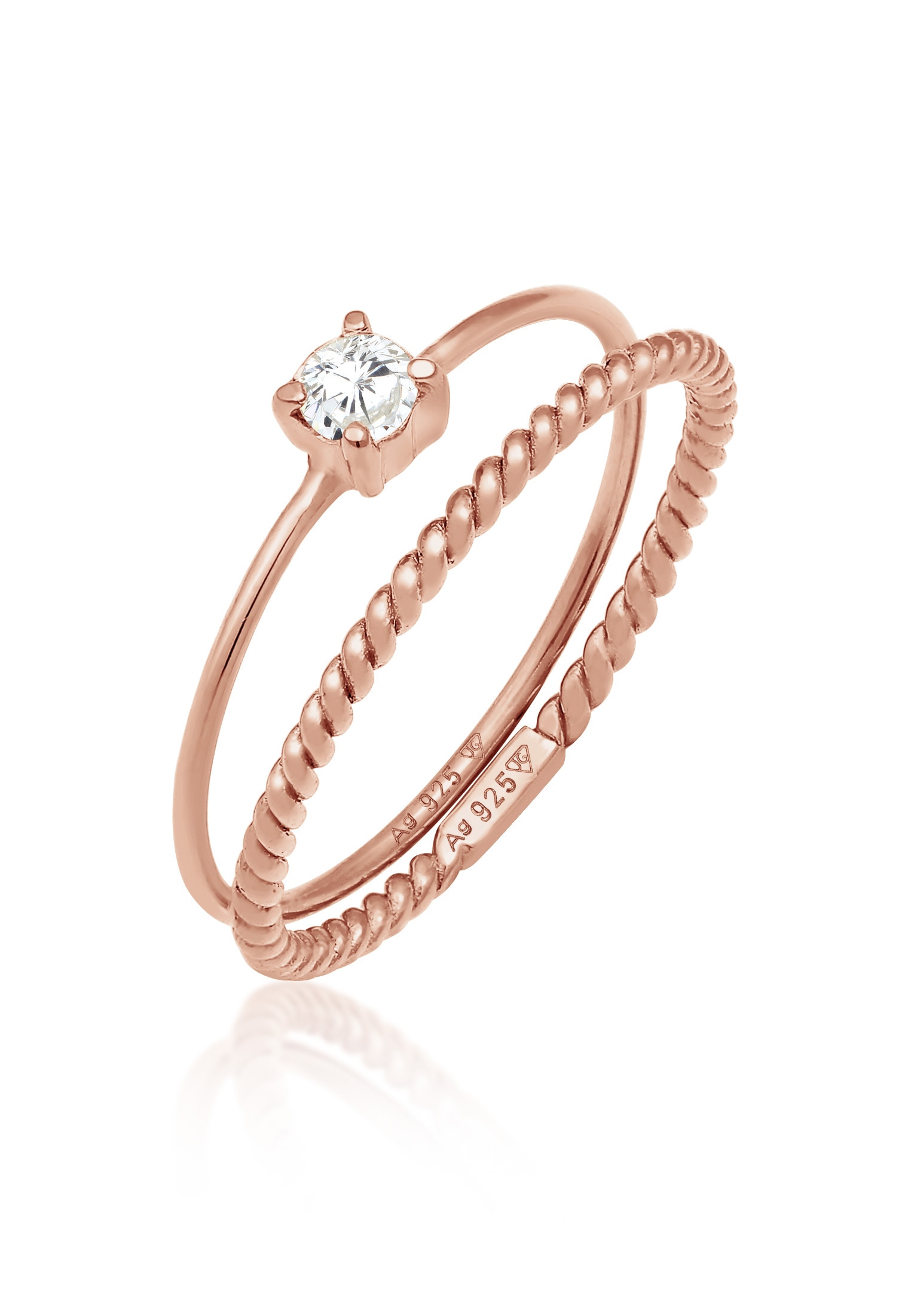 Elli Ring-Set »Ring Zirkonia Gedreht Twisted Set (2 tlg) 925 Silber«