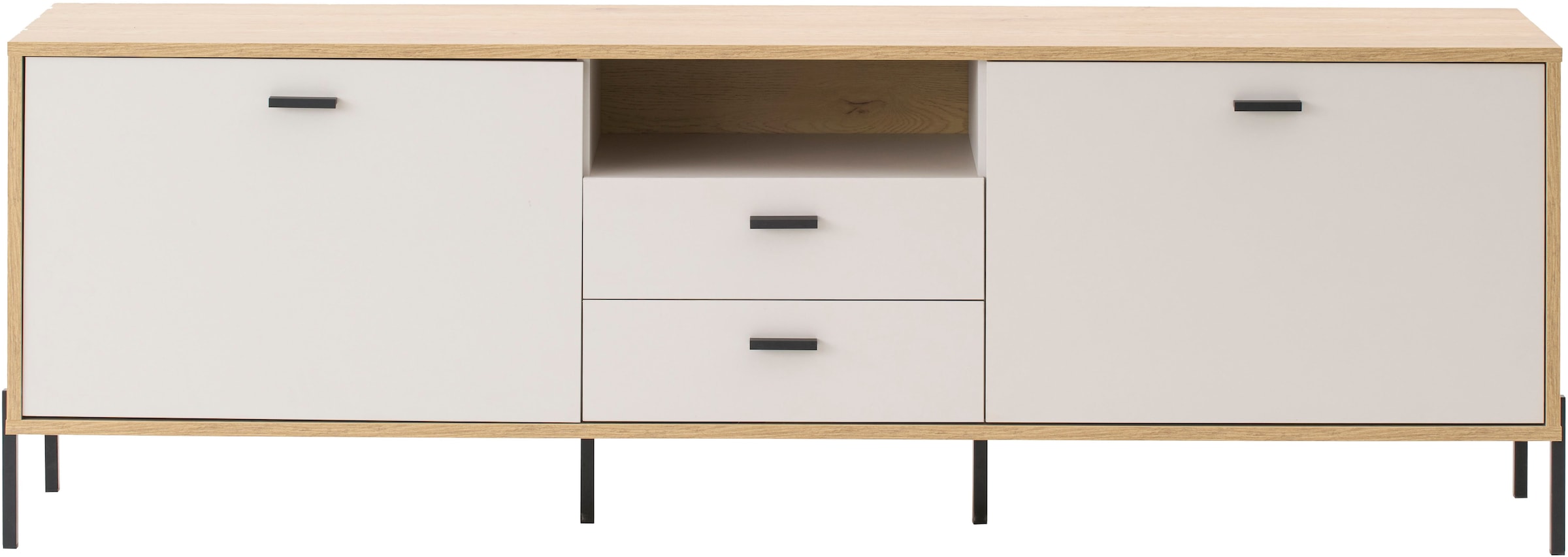 Home affaire Lowboard »Fredericia, TV-Schrank in Kaschmir, moderner TV-Unterschrank, Kommode« zeitlos, schwarze Metallgriffe und -füße, ausreichend Stauraum