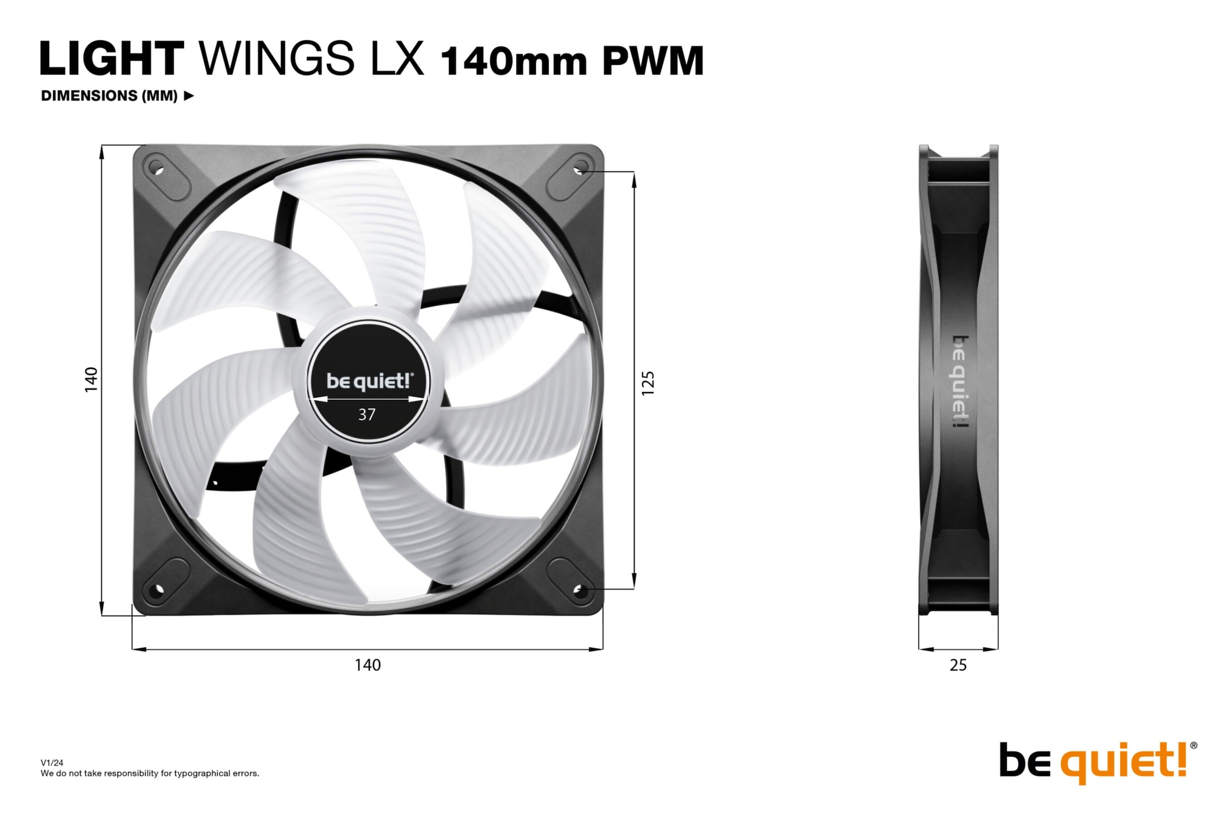 be quiet! Gehäuselüfter »LIGHT WINGS LX 140mm PWM«