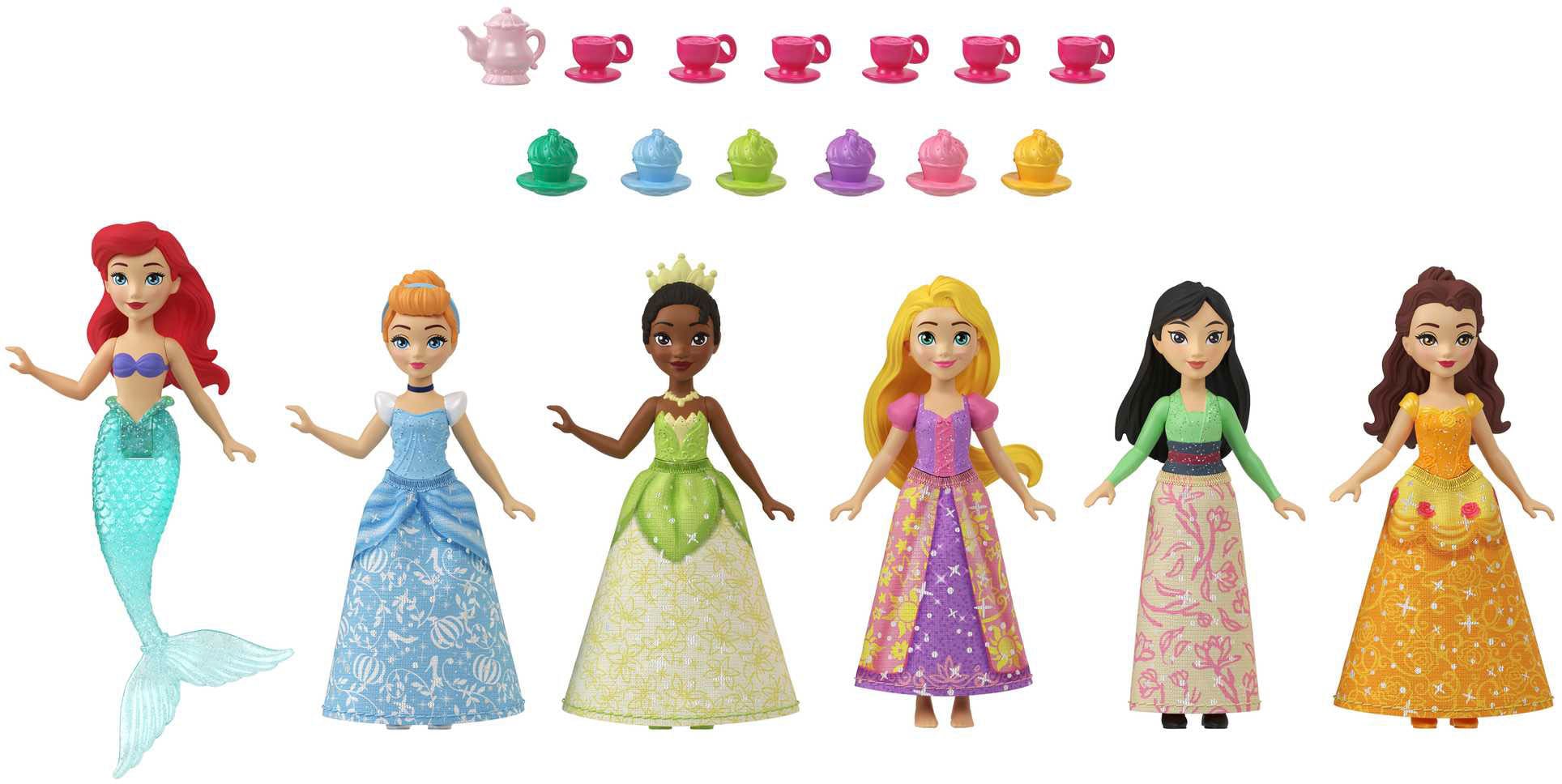 Mattel® Minipuppe »Disney Prinzessin, 6 kleine Puppen mit Accessoires«, (Set, 6 tlg.)