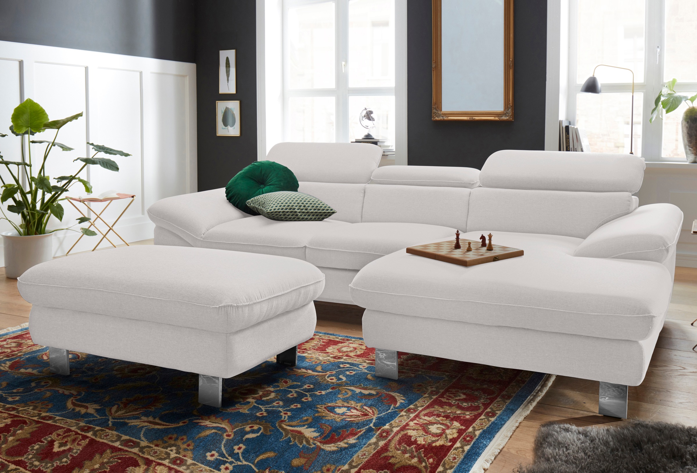 COTTA Polstergarnitur »Driver L-Form«, (Set, 2 tlg.), Set bestehend aus: Ecksofa mit Kopfteilverstellung & Hocker