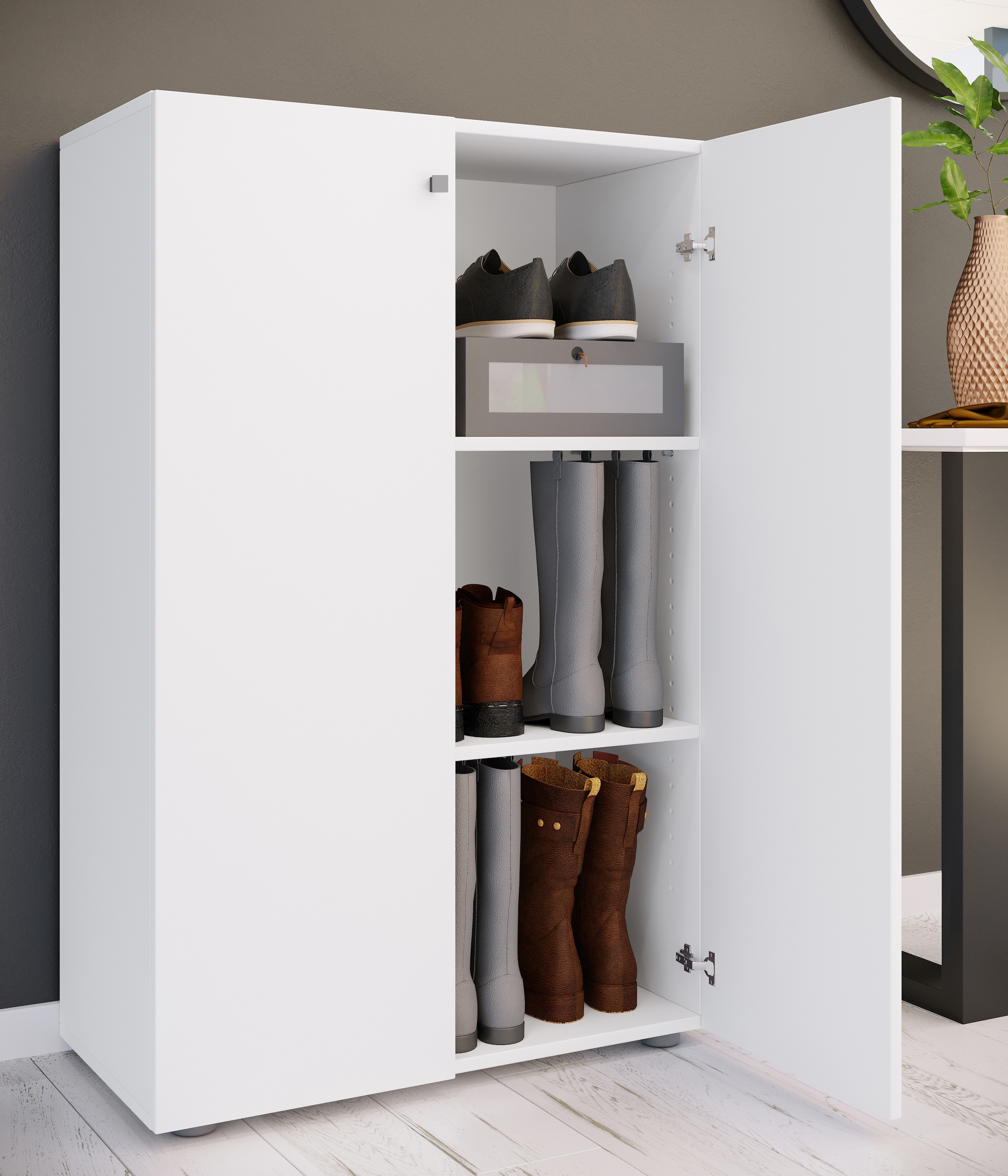 VCM Schuhschrank »VCM XL Holz Großer Schuhschrank Schuhregal Groß Stiefel Dielenmöbel Lona 3 Fächer«, (1 St.)