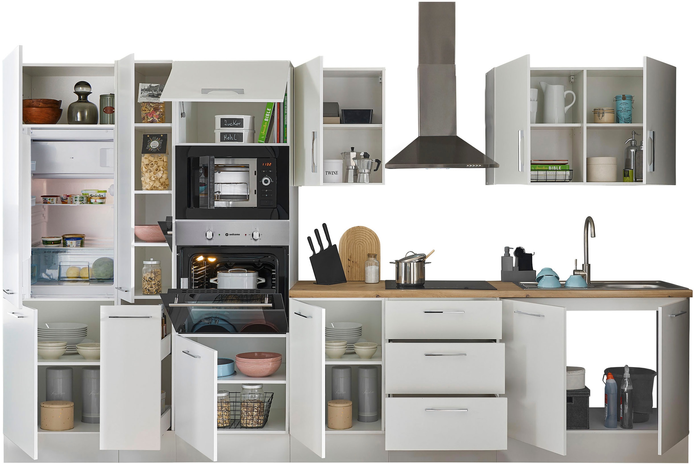 BASIC by Balculina Küchenzeile »Turin« Breite 360 cm, wahlweise mit E-Geräten