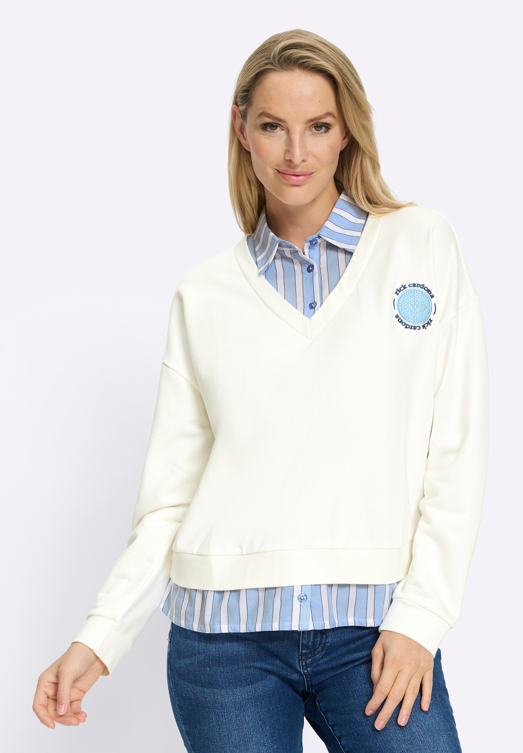 heine Sweatshirt »Sweatshirt 2-in-1-Langarmshirt mit Hemdkragen«
