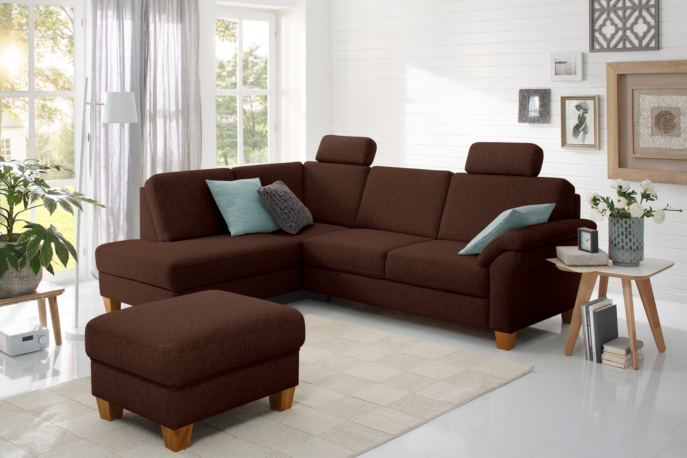 Home affaire Ecksofa »Borkum L-Form«, mit Federkern, wahlweise mit Bettfunktion