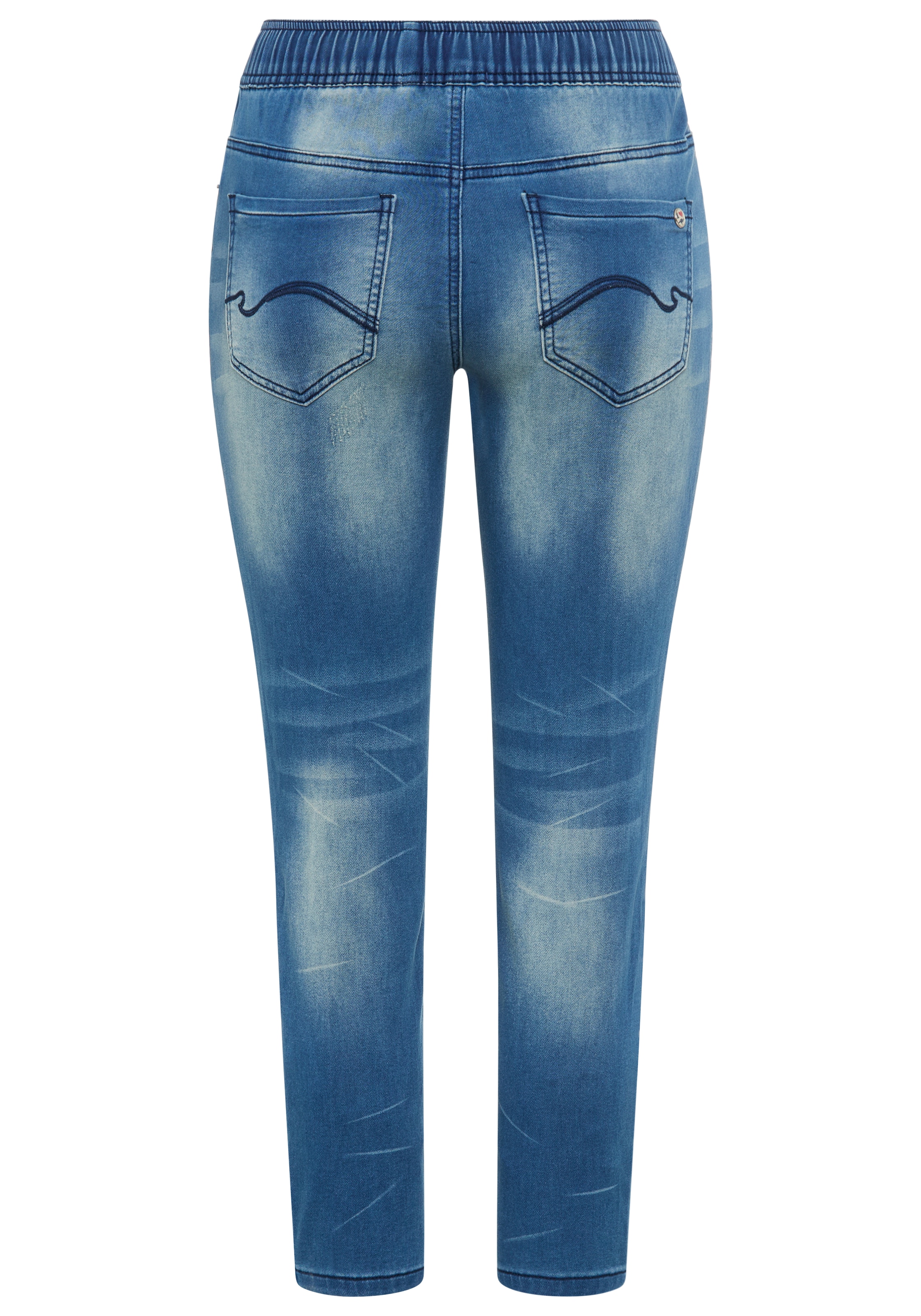 KangaROOS Jogg Pants »7/8 JOGG-DENIM« weites Bein,  mit Used-Waschung,  hohe Leibhöhe,  7/8-Länge