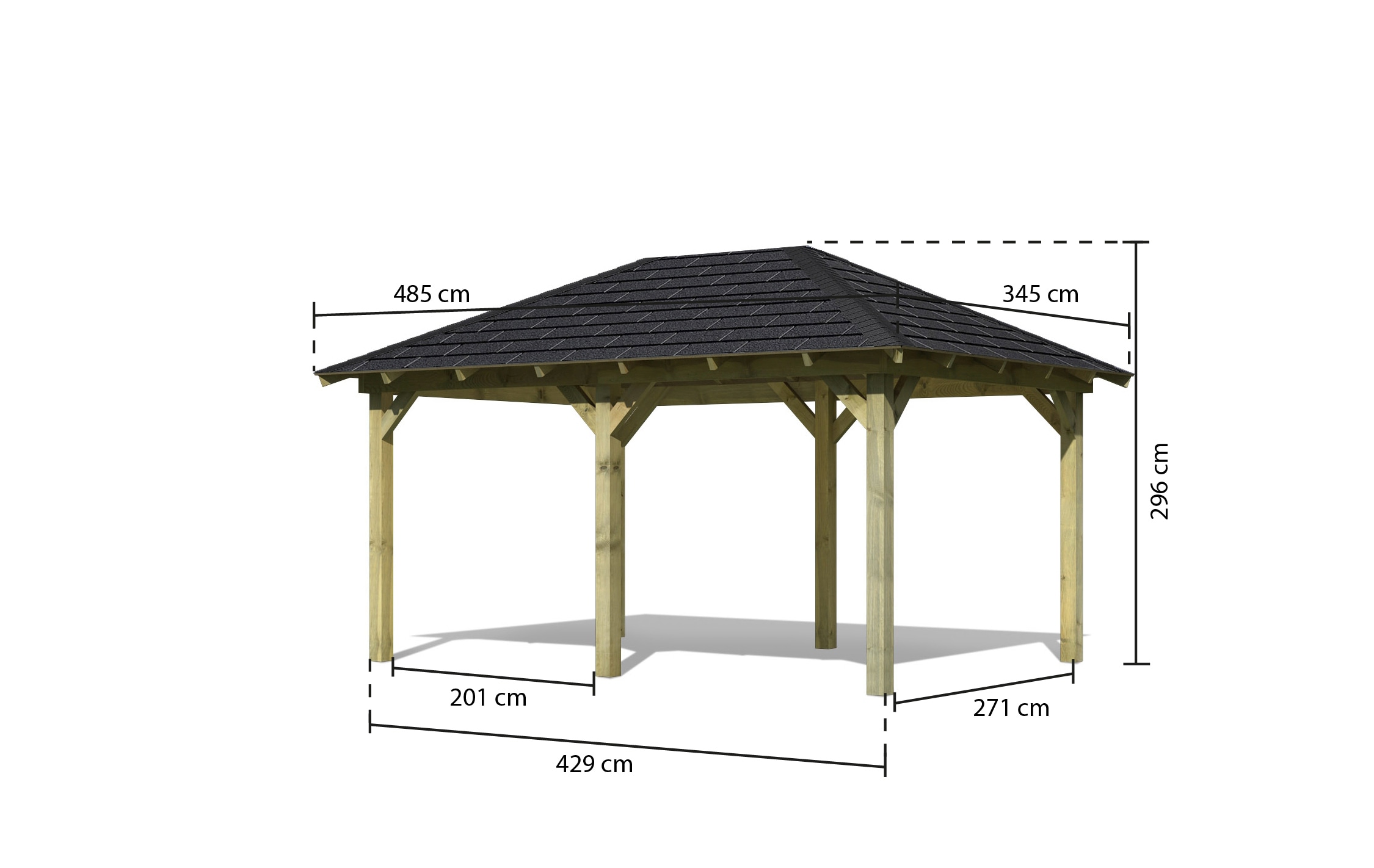 Karibu Pavillon »Perida« BxTxH: 345x485x296 cm, mit schwarzen Dachschindeln