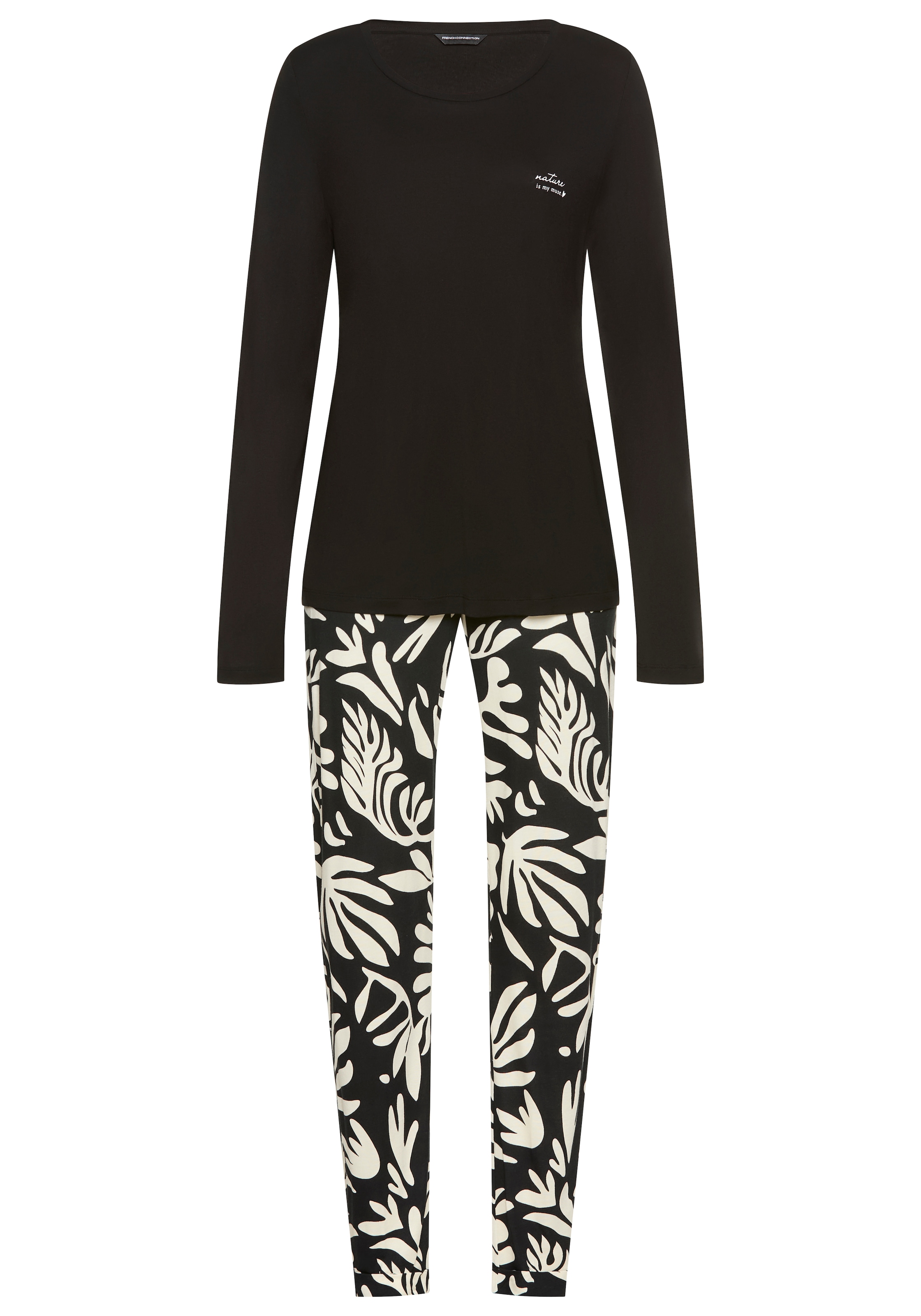 French Connection Pyjama Set, 2 im zeitlosen Schwarz-Weiß-Look