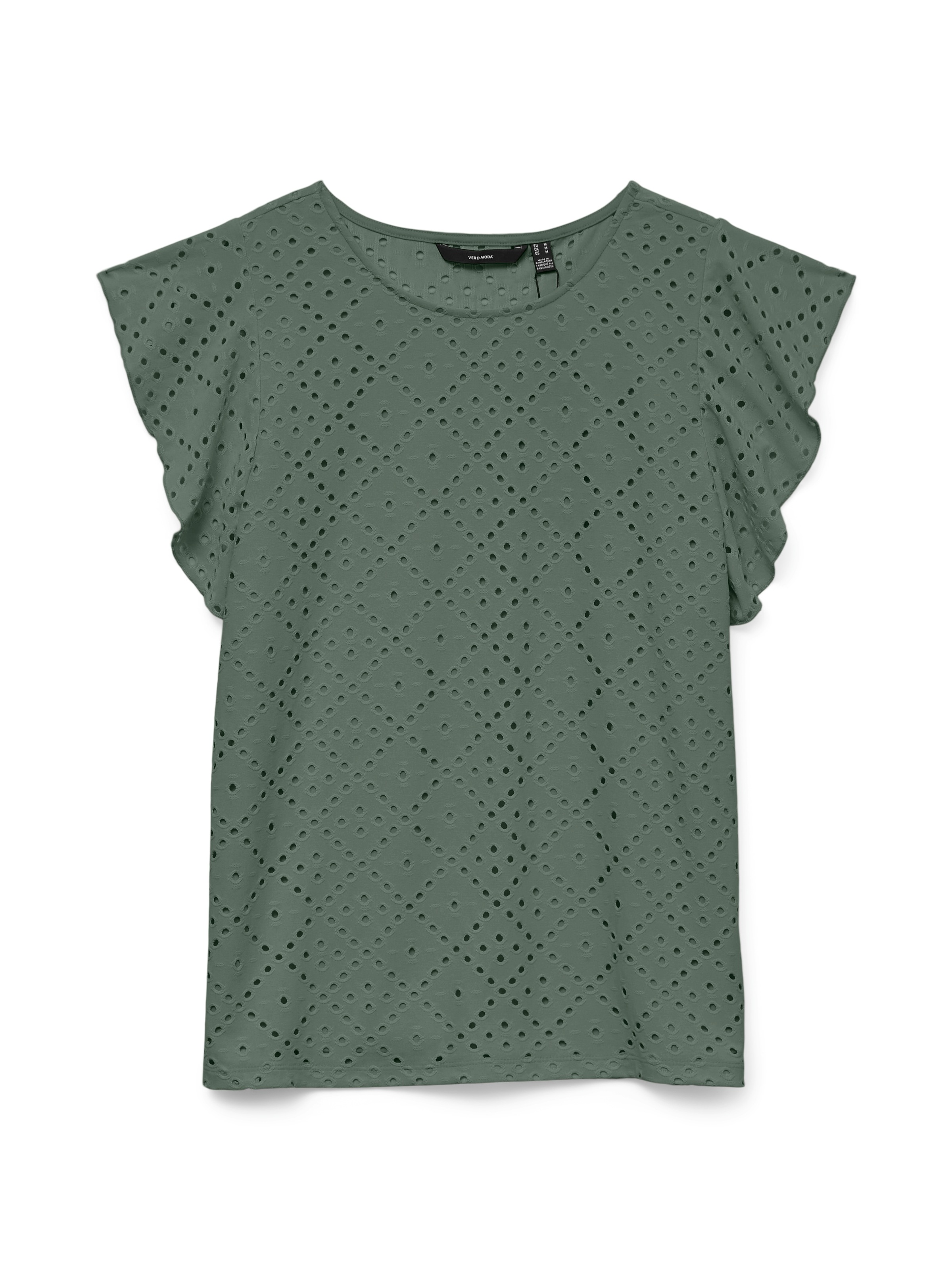 Vero Moda Rundhalsshirt »VMTASSA SL FRILL TOP NOOS«