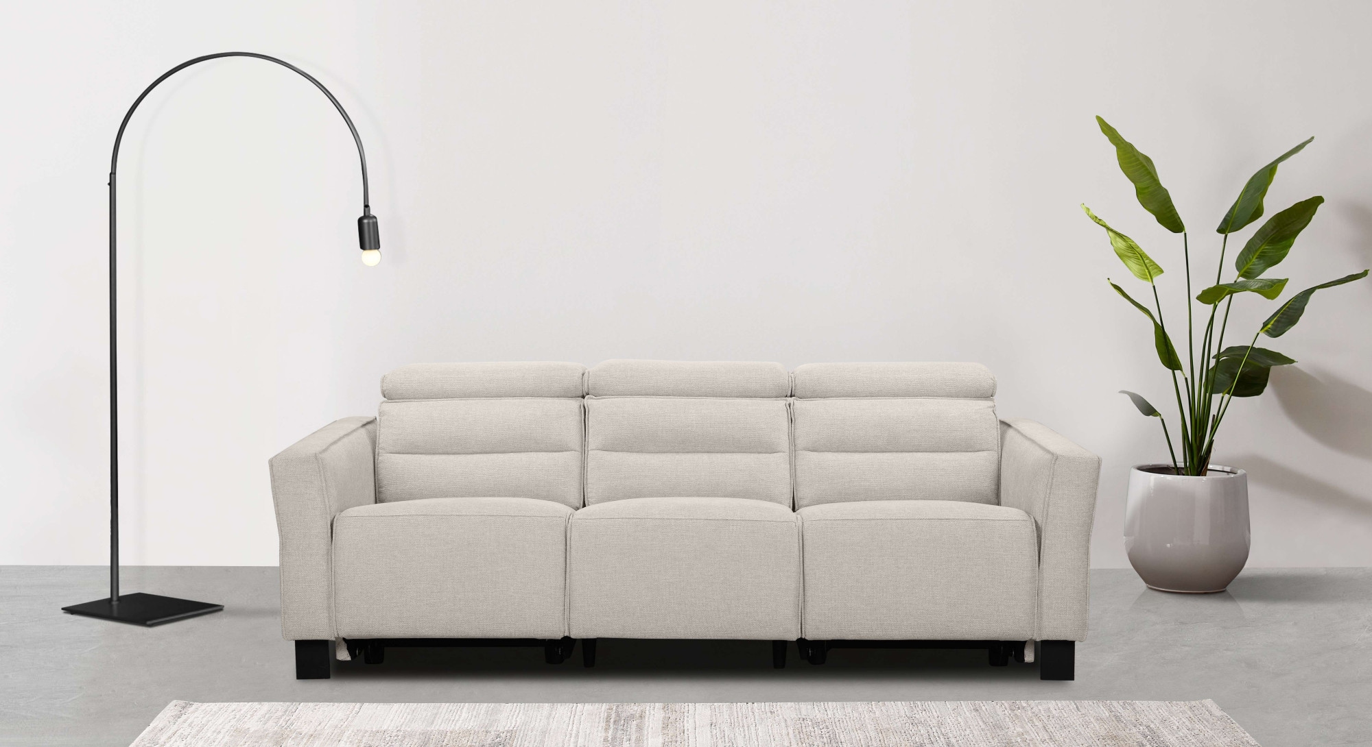 Places of Style 3-Sitzer »Carpari, 224cm, manuelle od. elektrische Relaxfunktion in 2 Sitzen«, mit USB-A/C, Kopfteilverstellung, Echtleder, Kunstleder, Webstoff