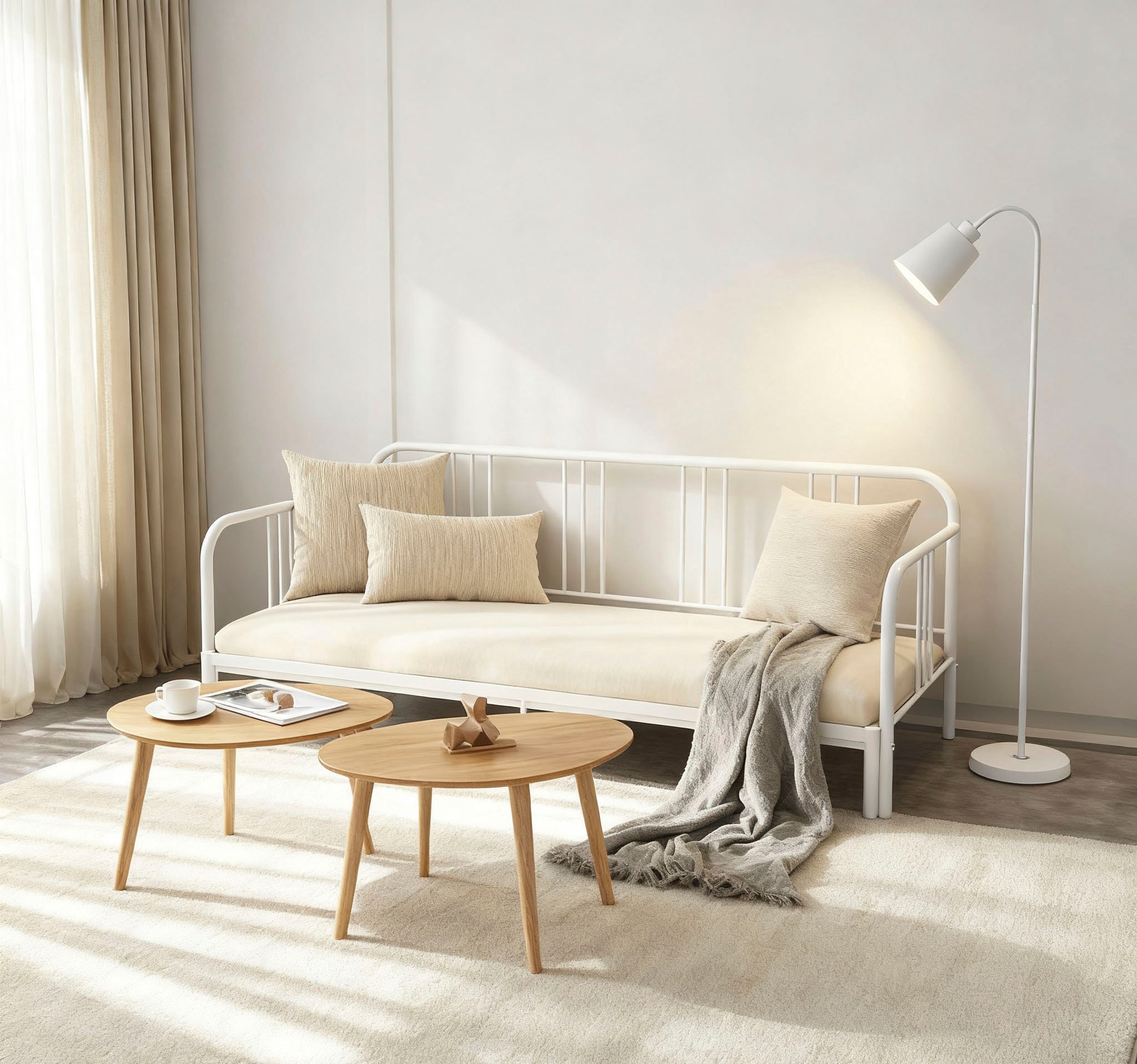 OTTO home Metallbett »Trento Bett Bettgestell Bestseller Doppelbett Ausziehbett« Bestseller Gästebett Sofabett Schlafzimmer,  Daybett mit Ausziefunktion im Landhausdesign weiß