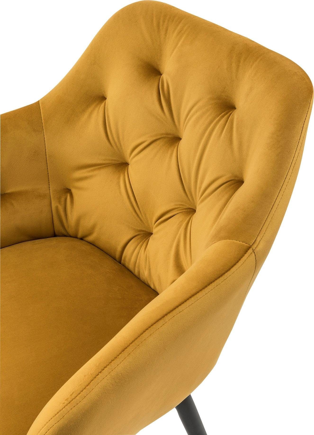 SalesFever Esszimmerstuhl »Coventry Komfortabler Polstertuhl im eleganten Stil«, Samtvelours, Stilvoll mit eleganter Knopfheftung