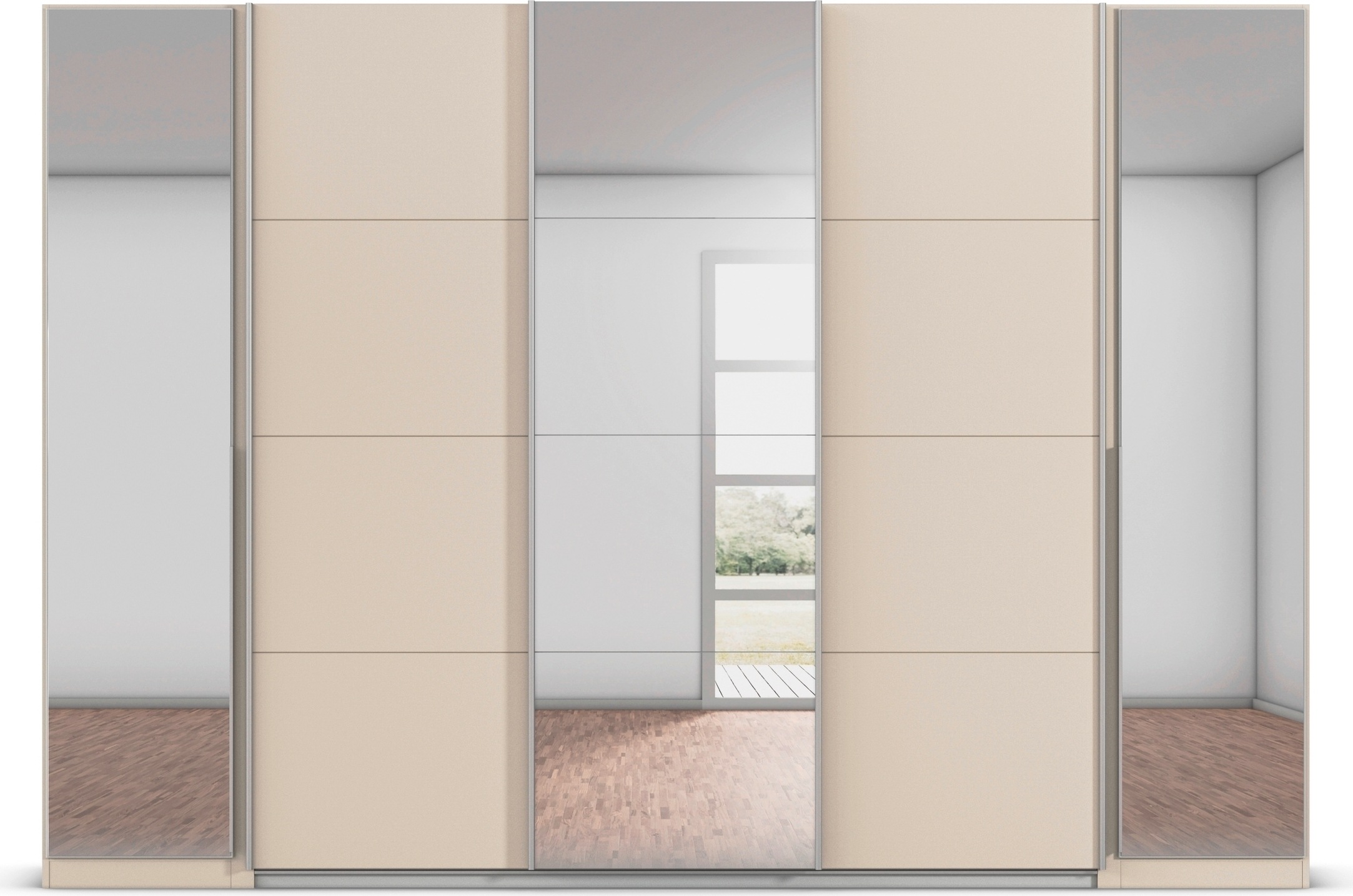 rauch Schwebetürenschrank »Agordo«, (im angesagten Mix aus Dreh- und Schwebetüren), optional mit Spiegel und zwei Griff-Farben MADE IN GERMANY