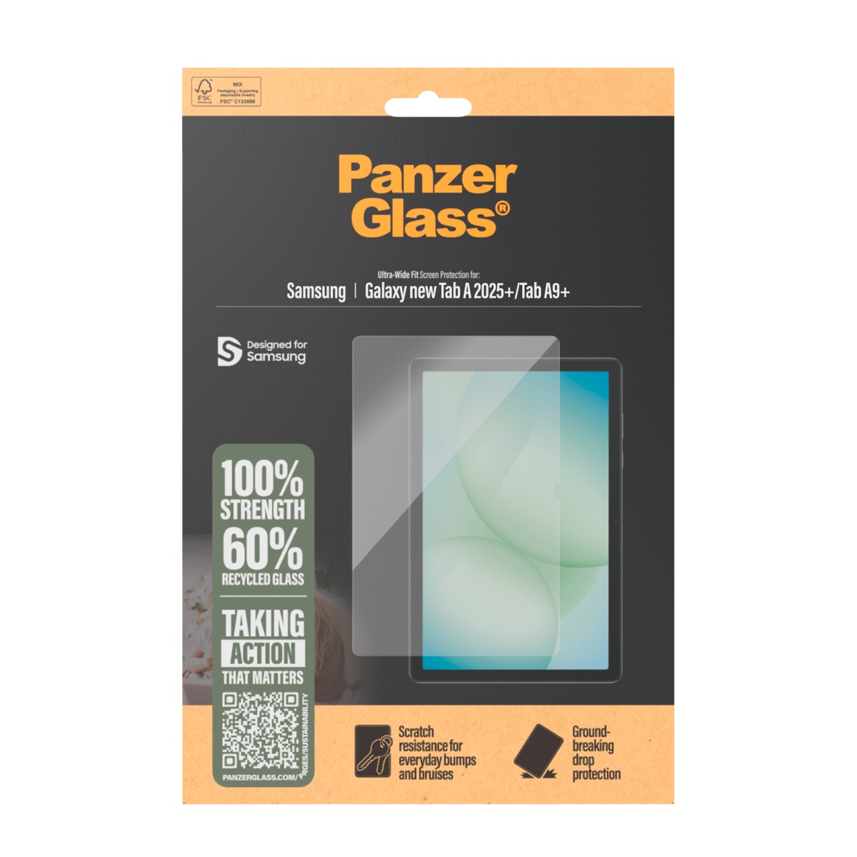 CARE by PanzerGlass Displayschutzglas »Ultra-Wide Fit Screen Protector« für Samsung Galaxy Tab A9+;Samsung Galaxy Tab A11+ Displayschutzfolie, Schutzfolie, Bildschirmschutz, kratz- & stoßfest