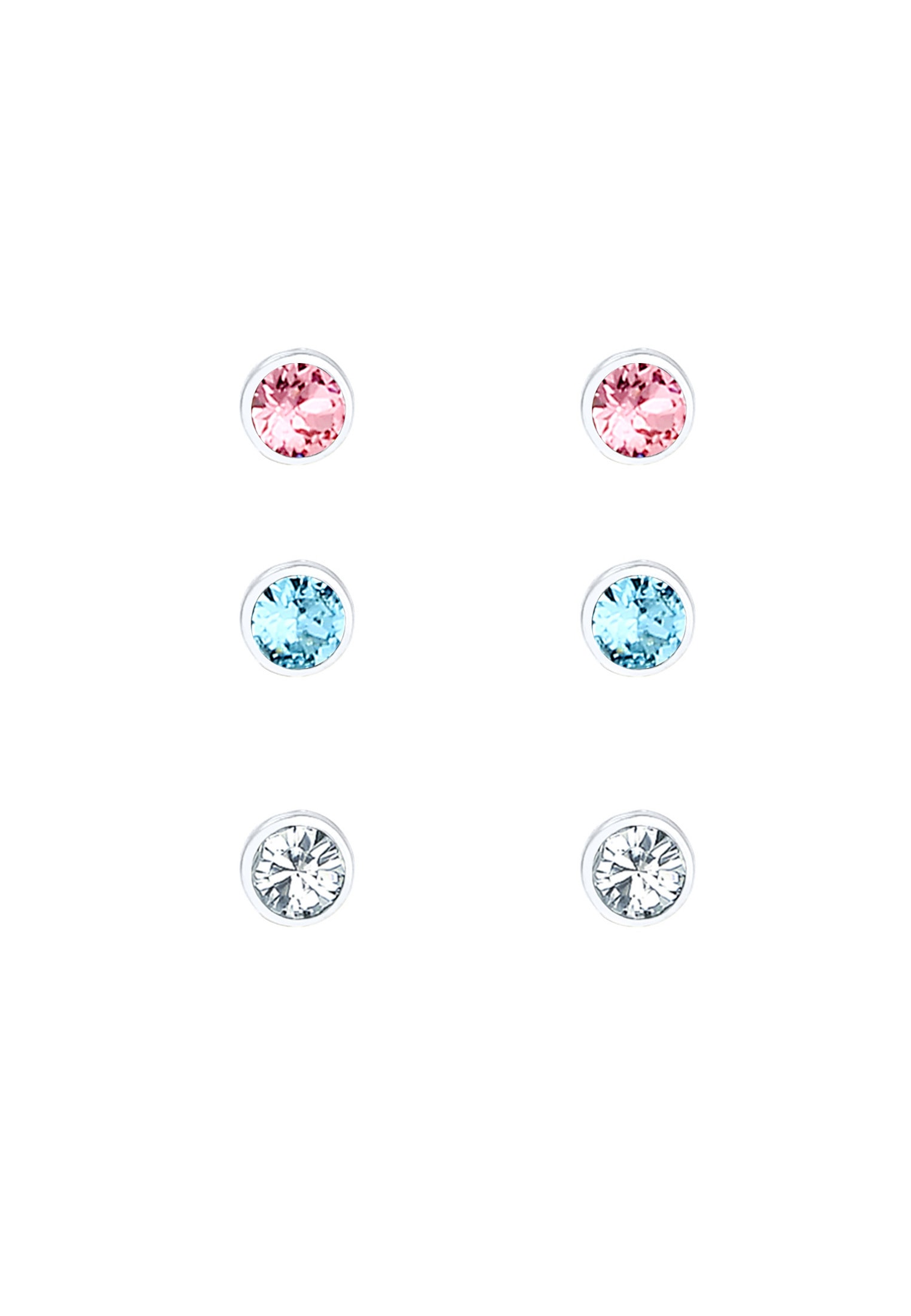 Elli Paar Ohrstecker »Ohrringe Kinder Kristalle bunt (6 tlg) 925 Sterling Silber«