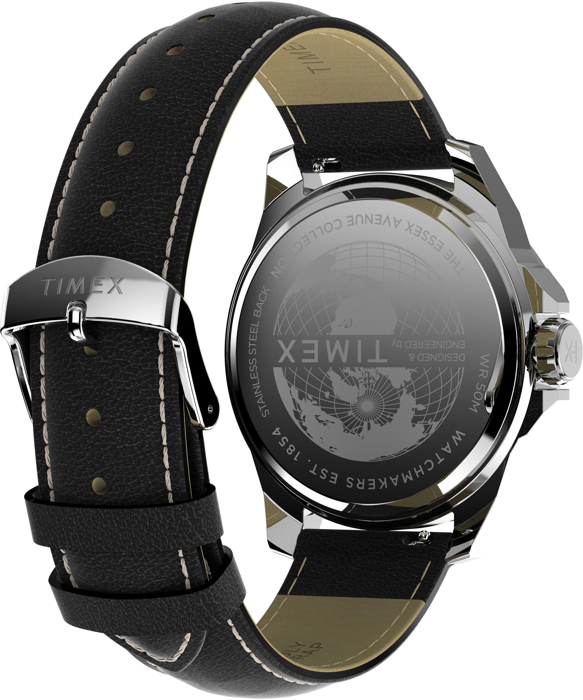 Timex Quarzuhr »ESSEX« Armbanduhr, Herrenuhr,Lederarmband,Datum, Leuchtzeiger