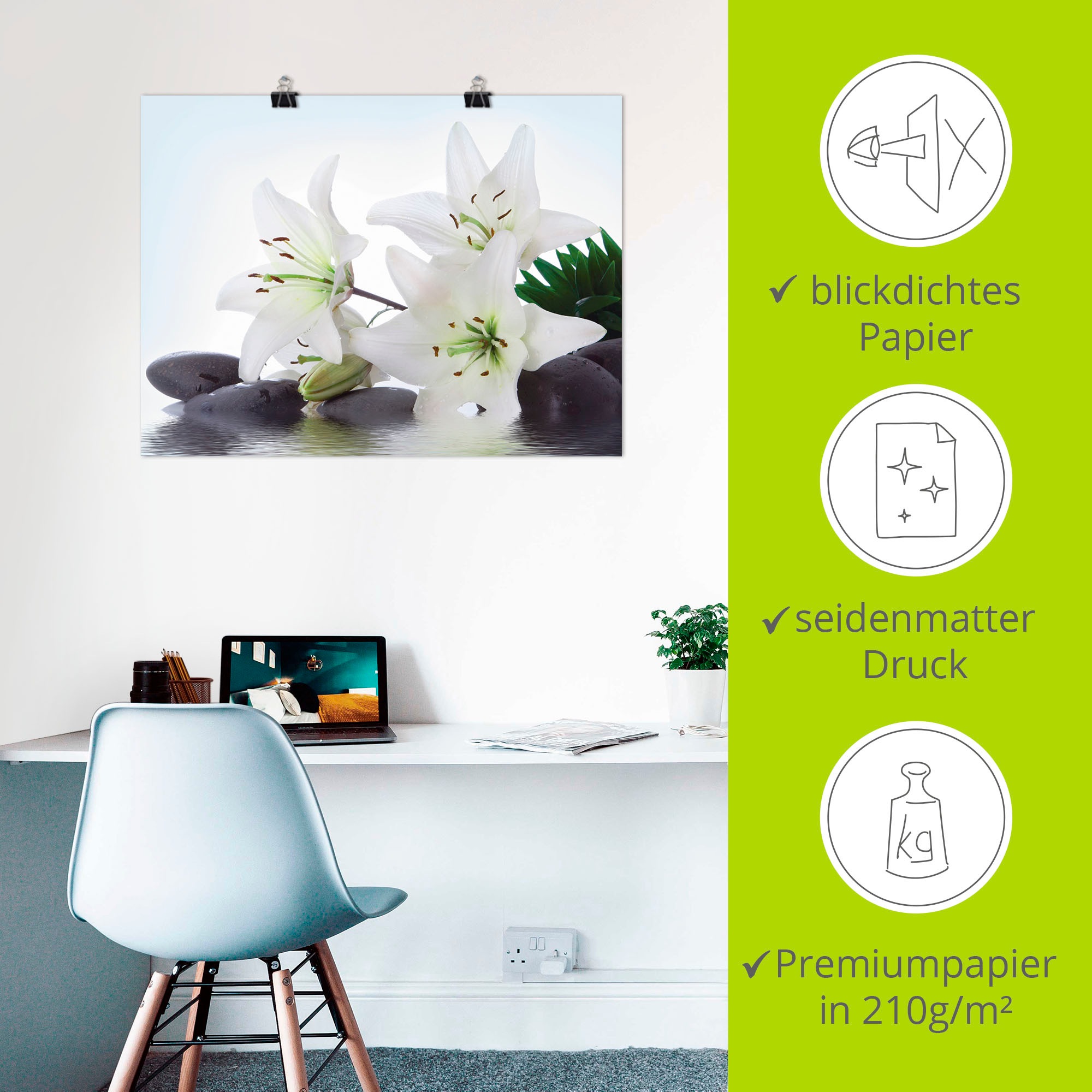 Artland Wandbild »Madonna-Lilien und Spasteine«, Zen, (1 St.), als Leinwandbild, Poster, Wandaufkleber in verschied. Größen