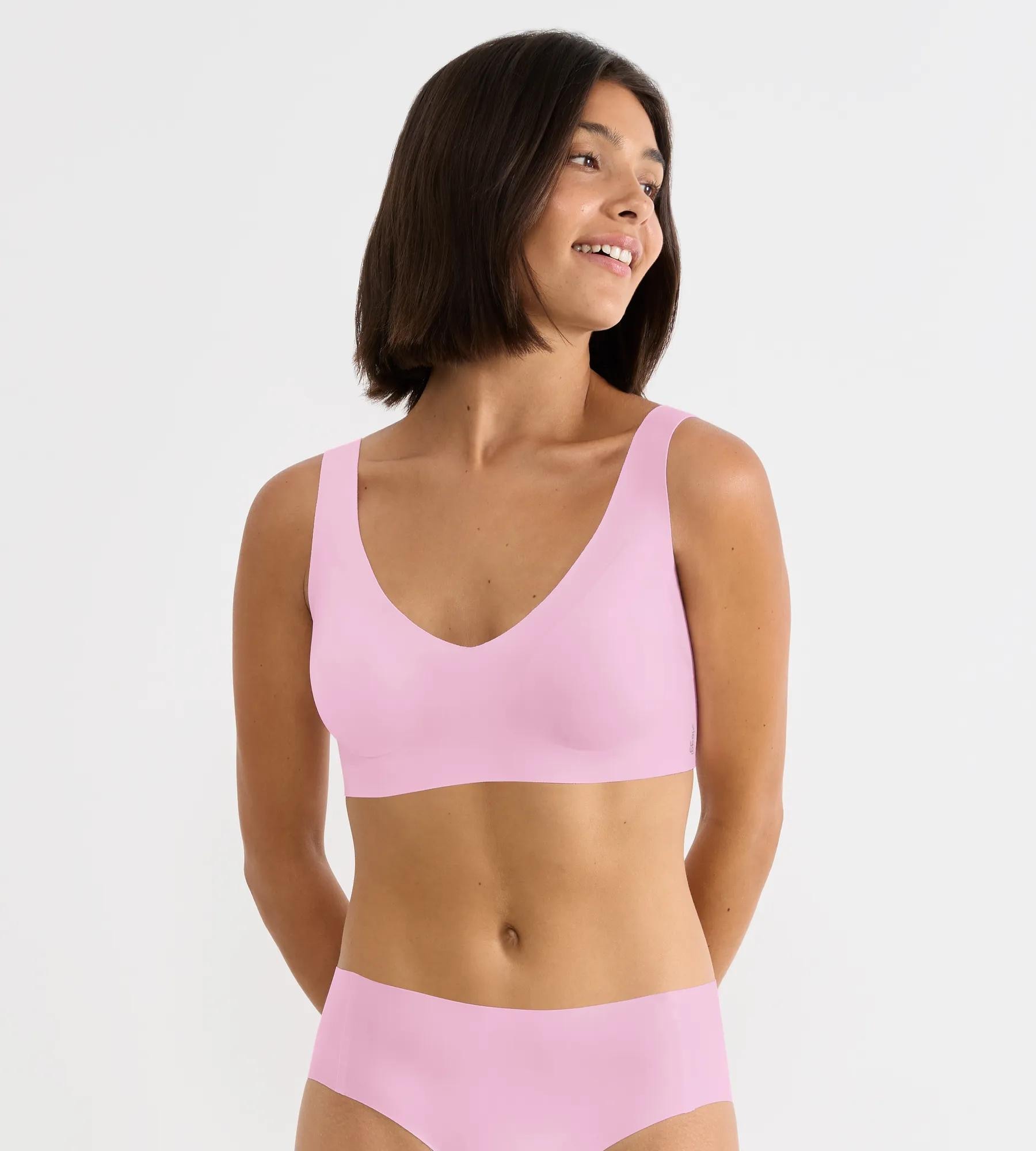 Women's Sloggi Zero Feel Seamfree Bralette with Removable Pads Floral Pink Extra Large