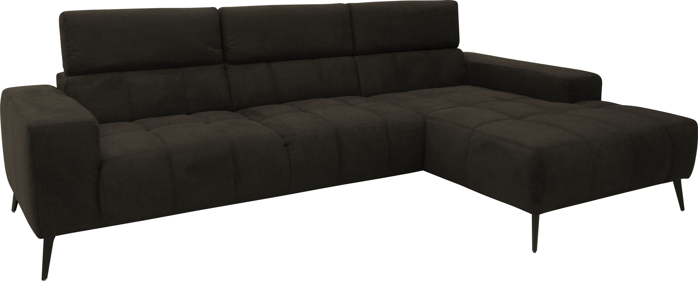 DOMO collection Ecksofa »Trento L-Form, mit Kufenfuß oder Einzelfuß«, wahlweise mit Kopfteilverstellung, Recamiere links/rechts bestellbar