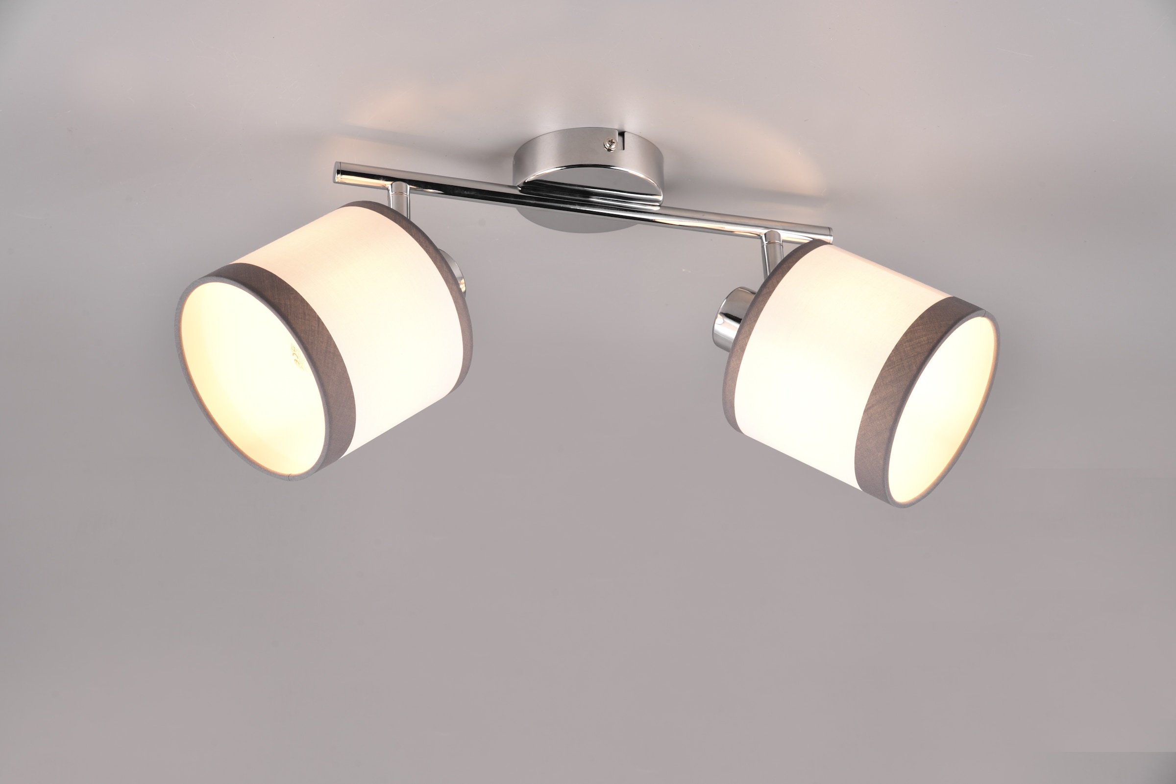 REALITY Leuchten Deckenstrahler »DAVOS, Deckenspot 2-flammig exkl 2xE14 max 10 W Stoffschirm zweifarbig«, 2 flammig, Leuchtmittel E14 | Leuchtmittel wechselbar, Wandspot Deckenspot schwenkbar Leuchtmittel wechselbar Flur Küche