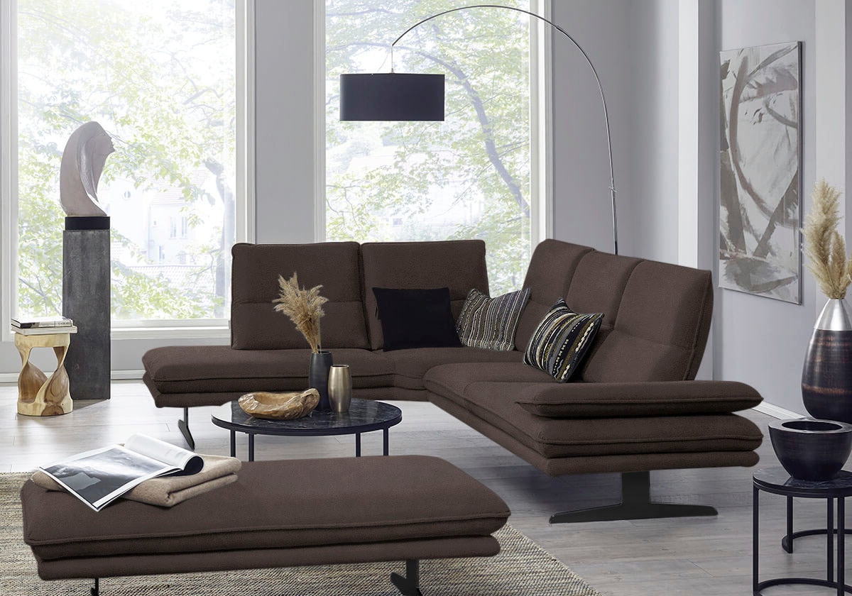 W.SCHILLIG Ecksofa »broadway, Designsofa, toller Sitzkomfort, zeitlos, elegant, L-Form«, Sitztiefenverstellung, Kopfteil- & Seitenteilverstellung, Breite 284cm