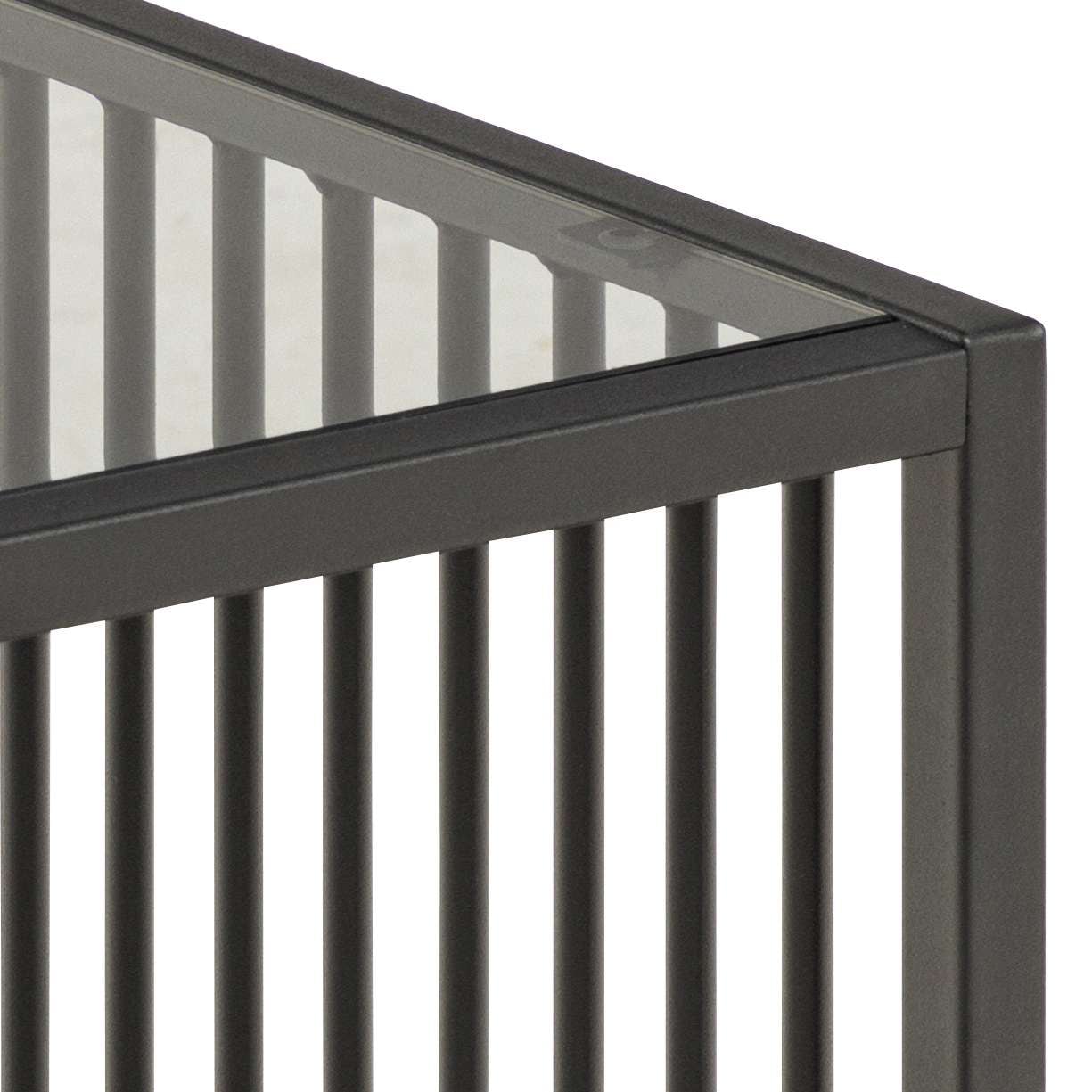 ACTONA GROUP Couchtisch »Strington Beistelltisch«, Ecktisch, schwarzer Marmoroptik, vertikalen Metalllamellen, H: 63 cm